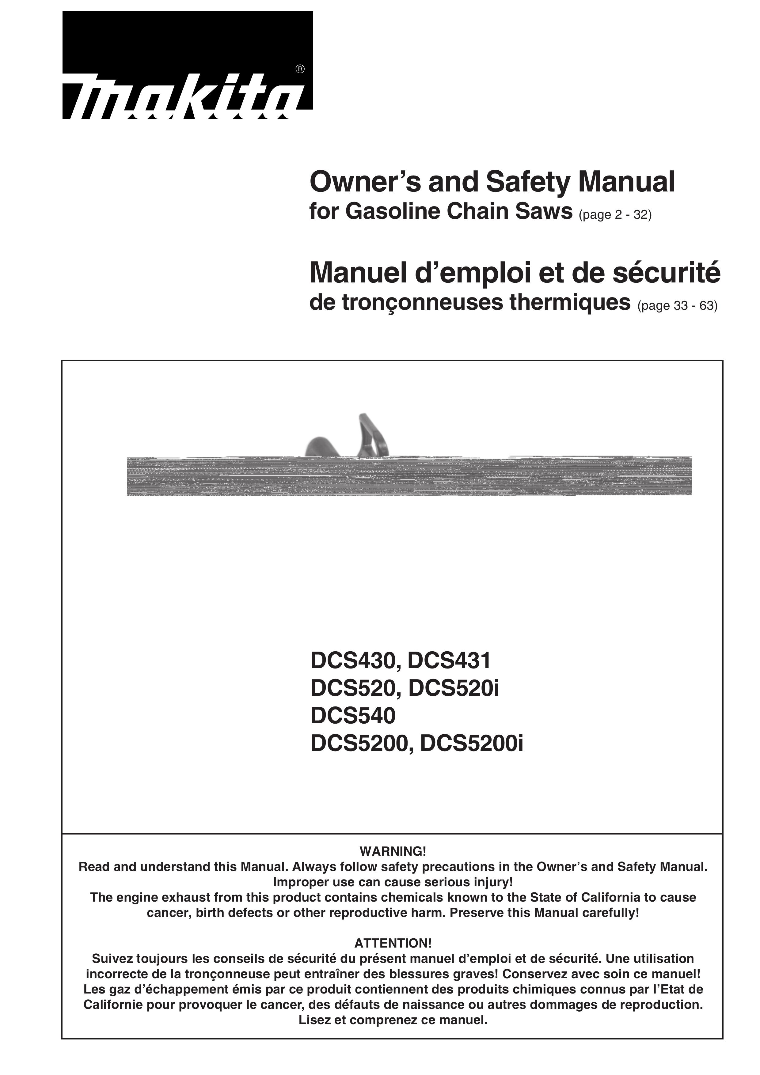 Makita DCS5200 Chainsaw User Manual