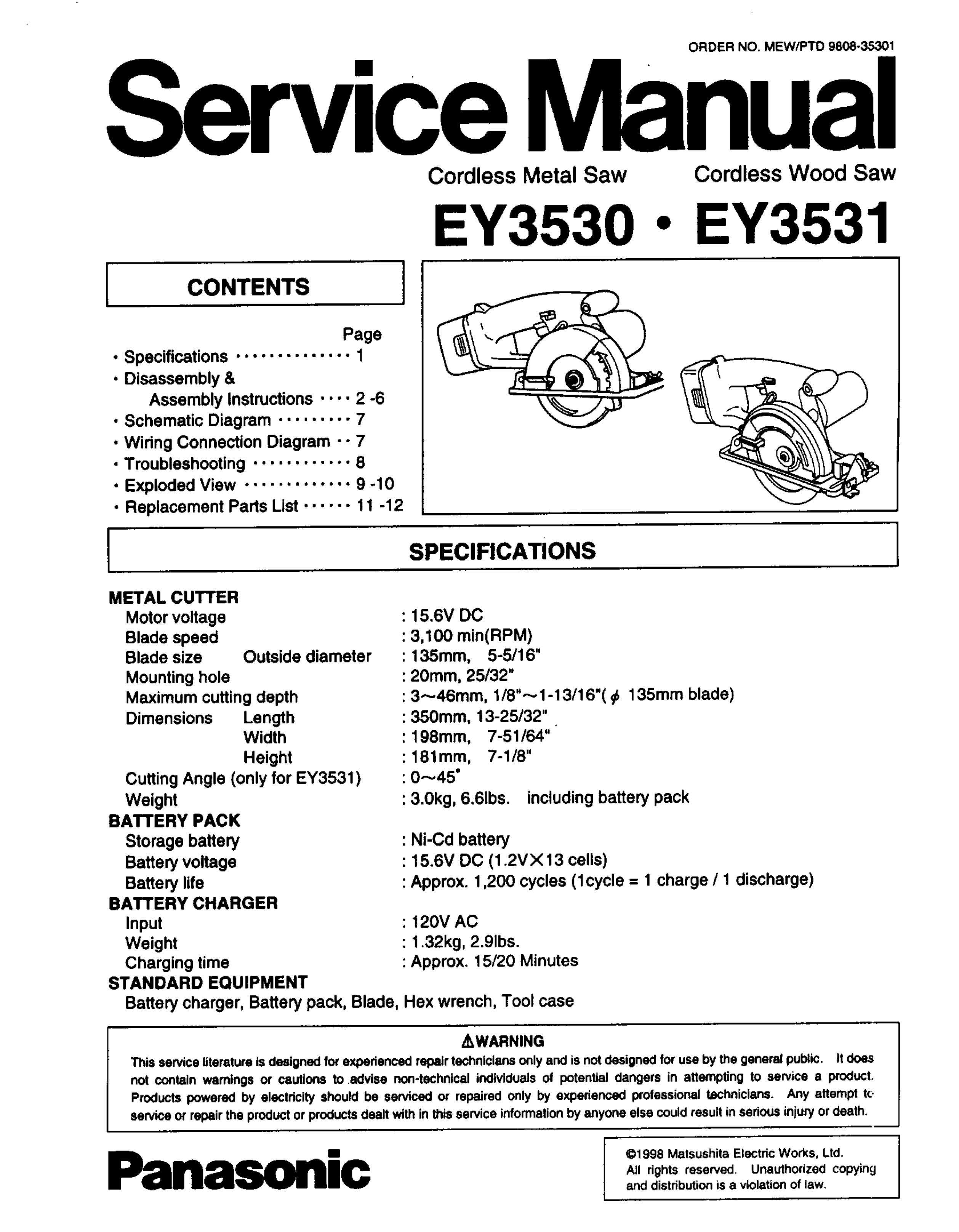 Panasonic ey3530 Chainsaw User Manual