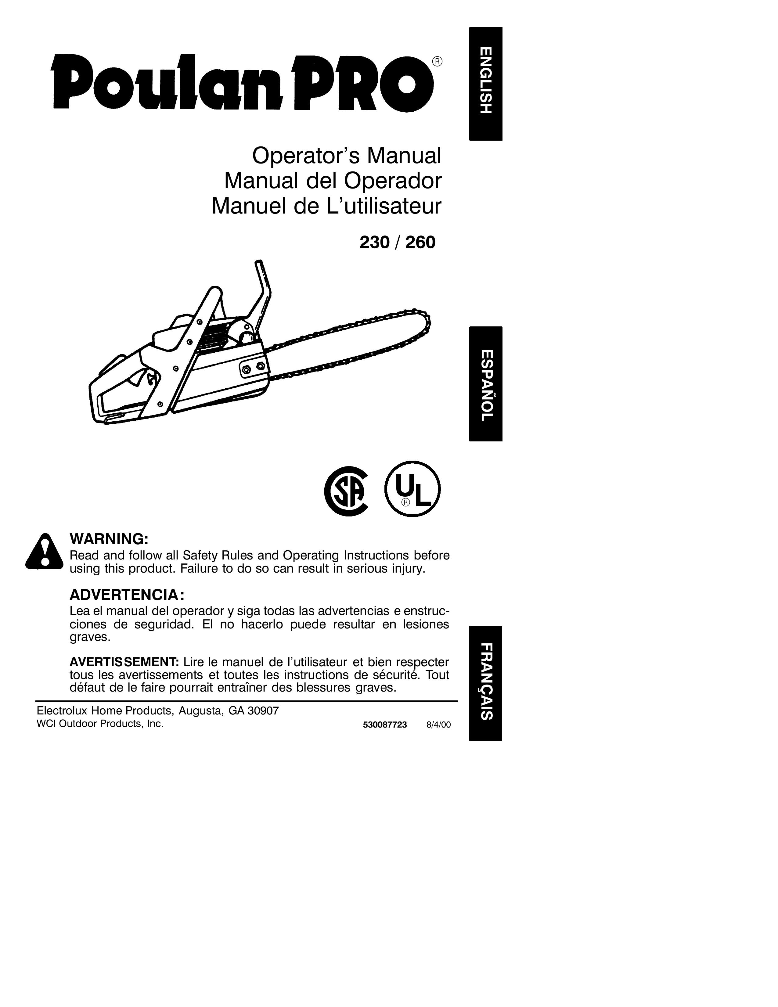 Poulan 2000-08 Chainsaw User Manual