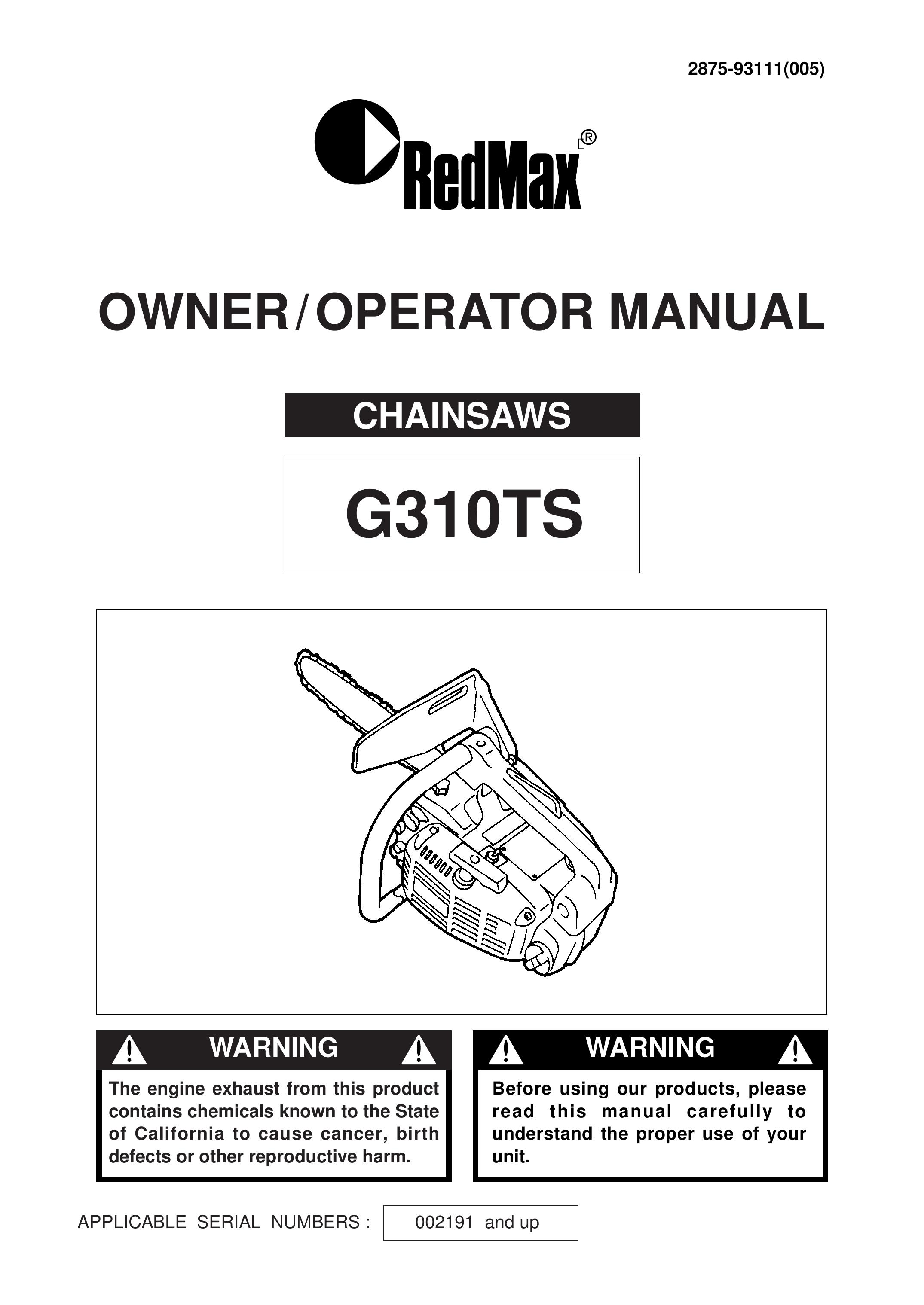 RedMax G310TS Chainsaw User Manual