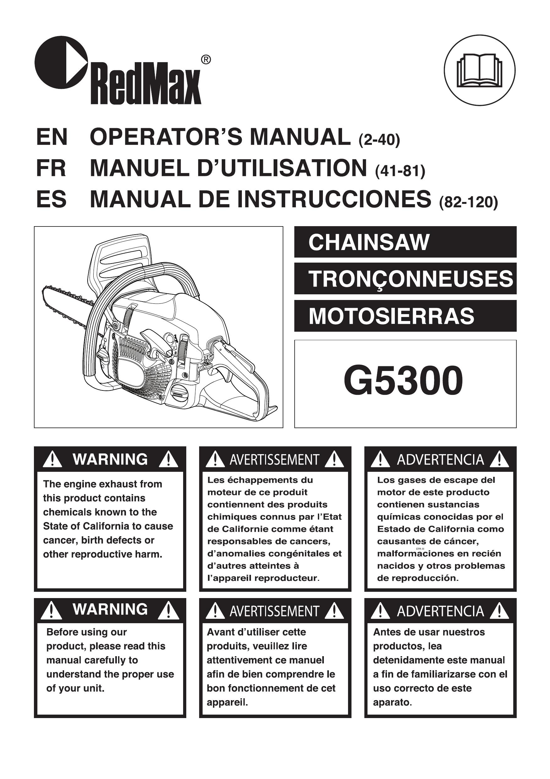 RedMax G5300 Chainsaw User Manual