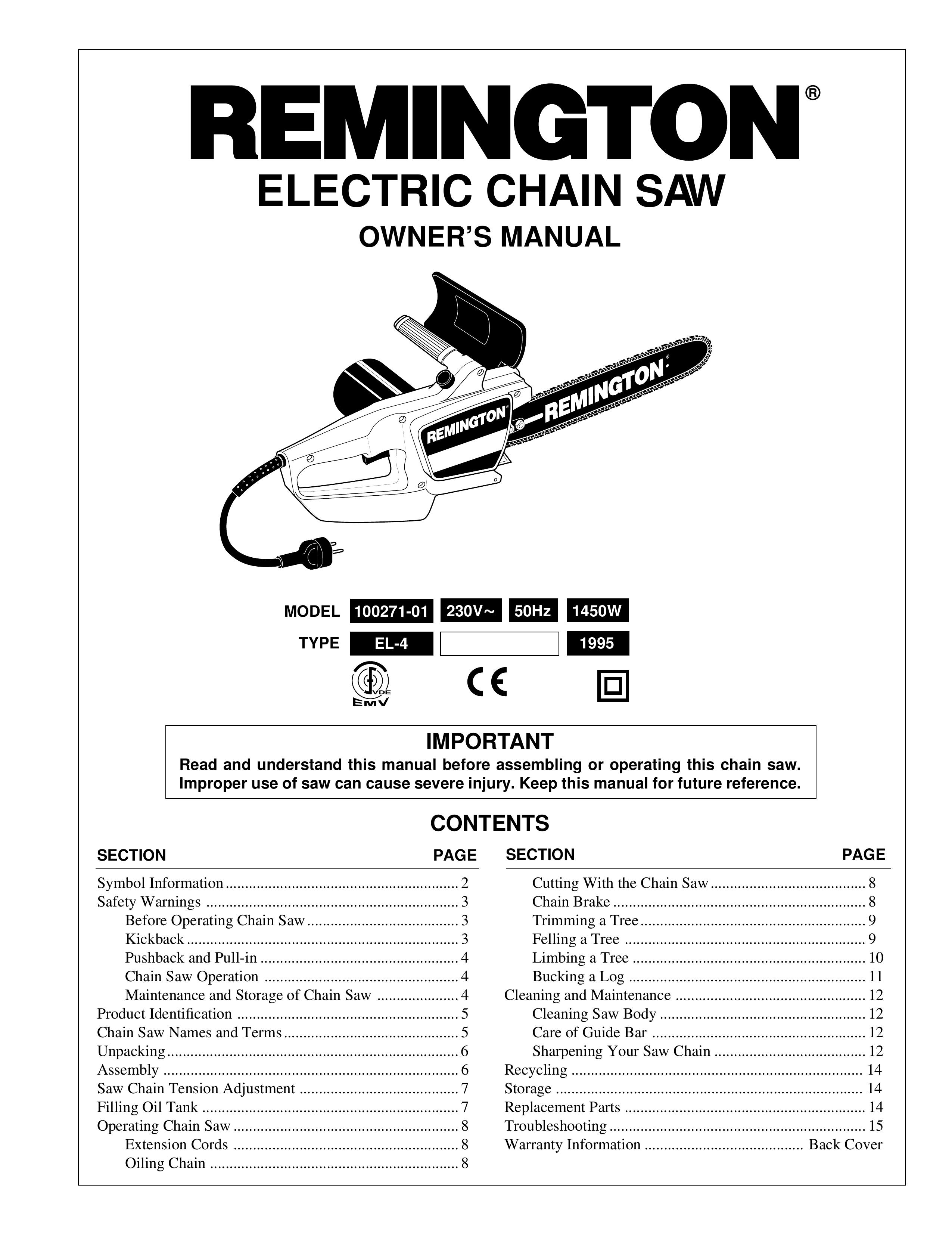 Remington Power Tools 100271-01 Chainsaw User Manual