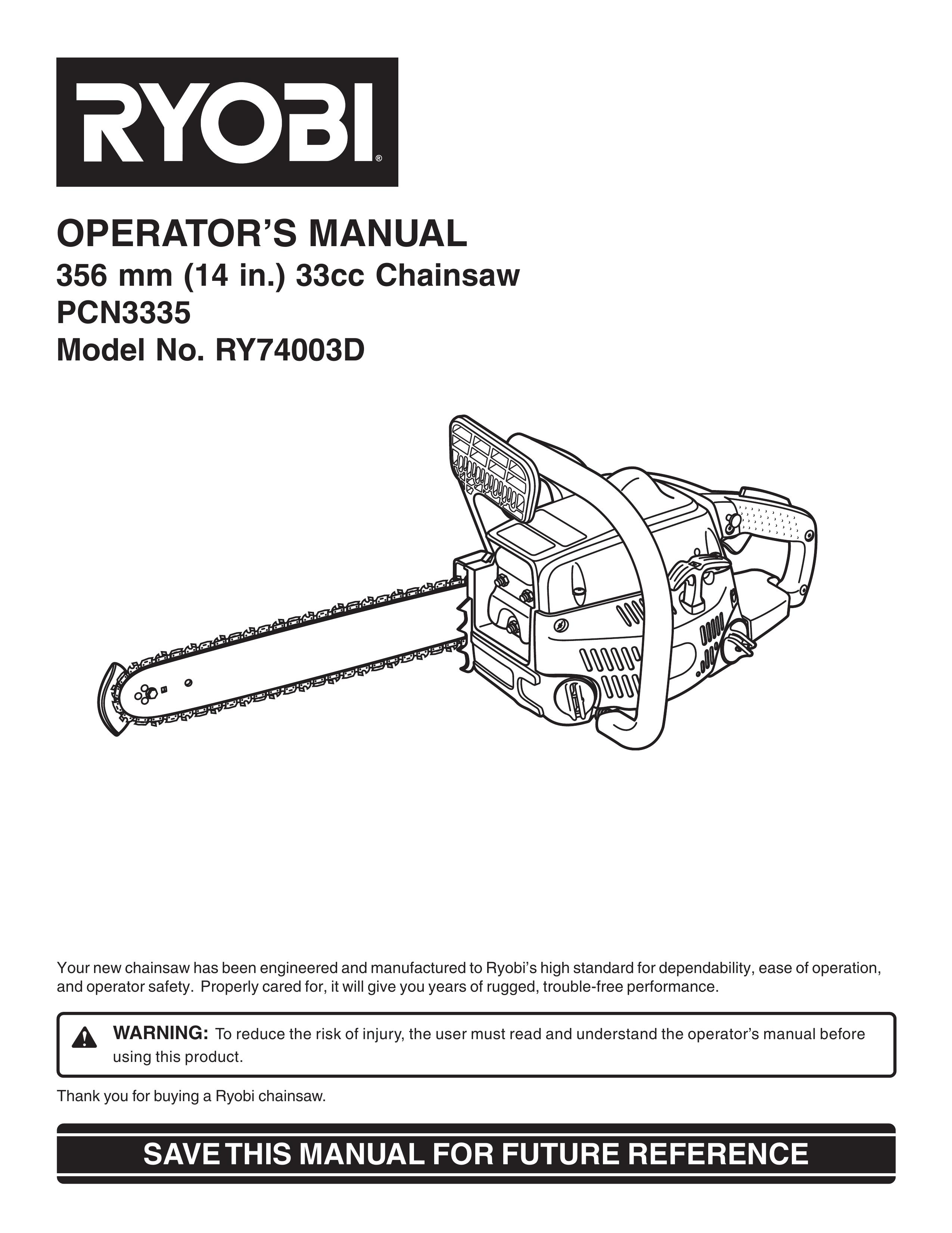 Ryobi Outdoor RY74003D Chainsaw User Manual
