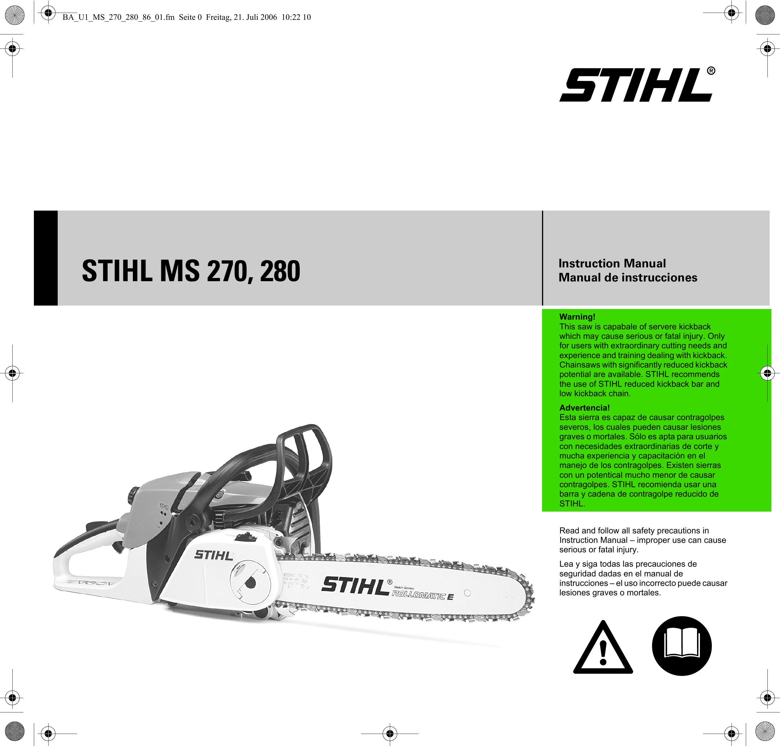 Solo USA MS 270, 280 Chainsaw User Manual