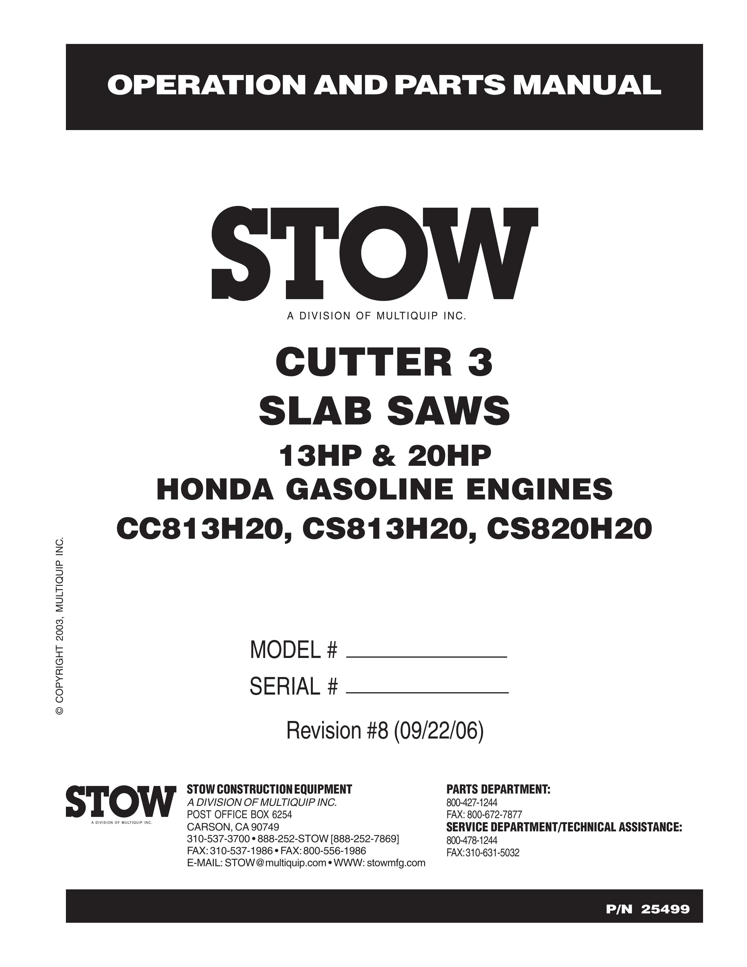 Stow CC813H20 Chainsaw User Manual