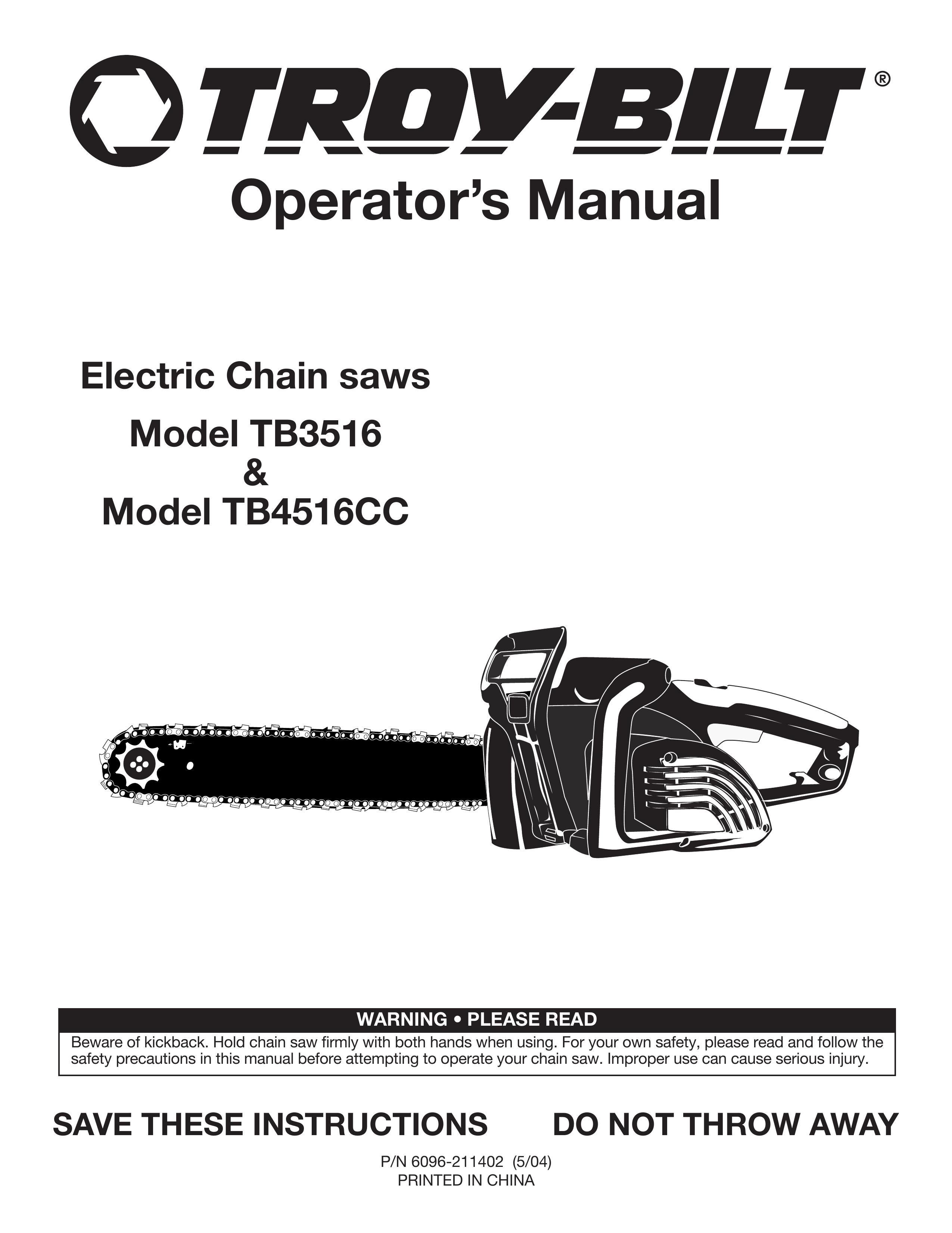 Troy-Bilt TB3516 Chainsaw User Manual