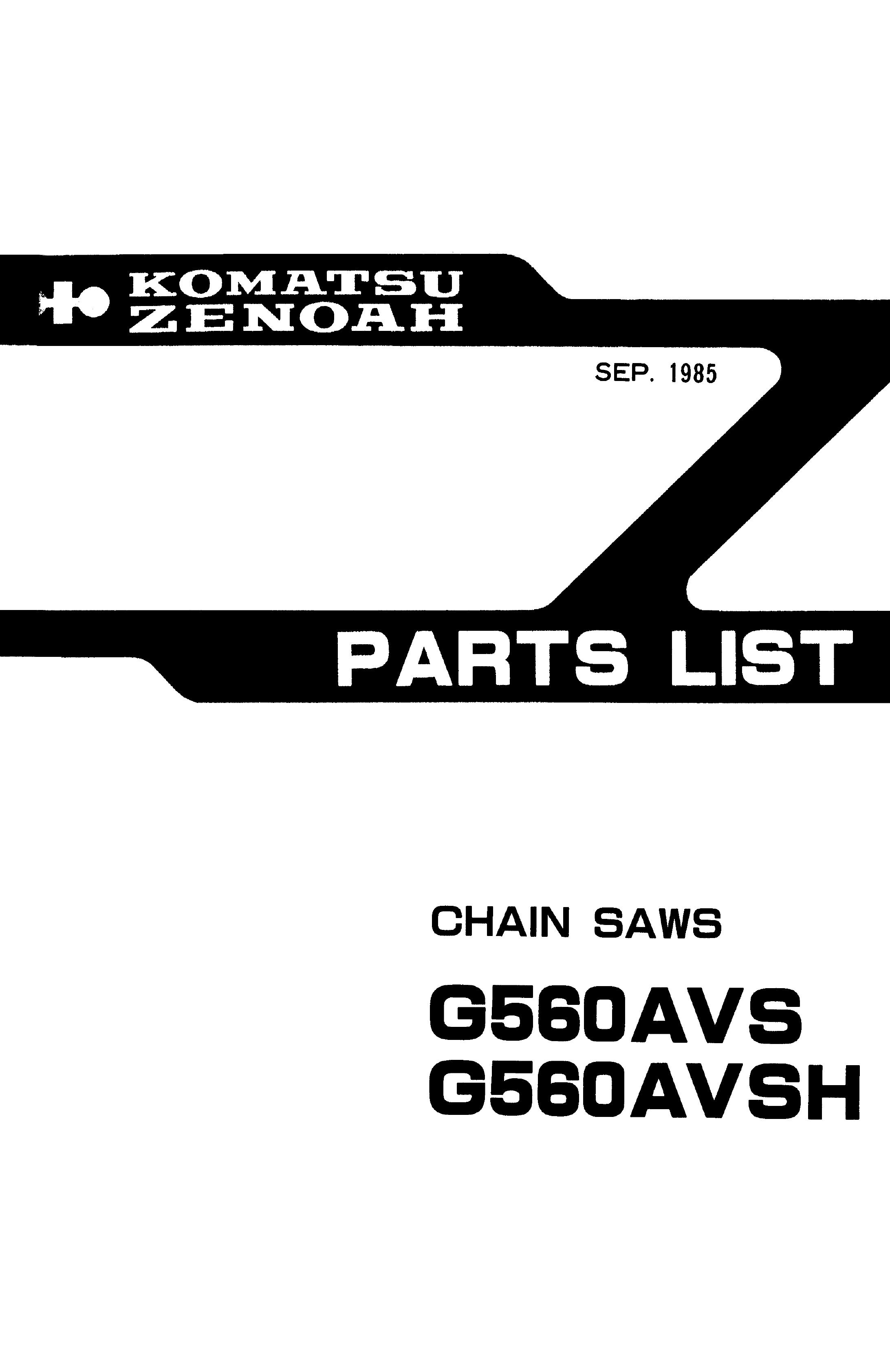 Zenoah G560AVS Chainsaw User Manual