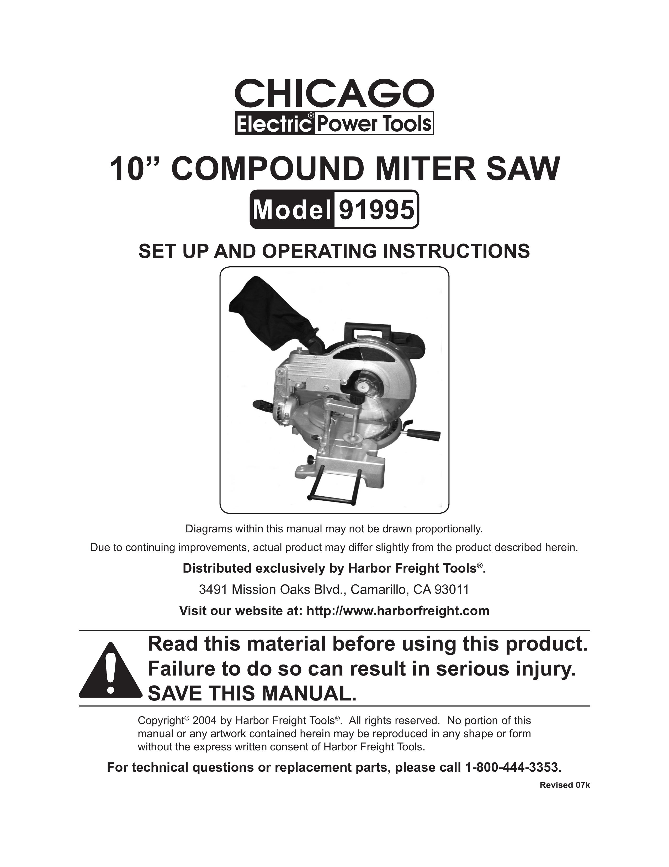 Chicago Electric 91995 Chainsaw Sharpener User Manual
