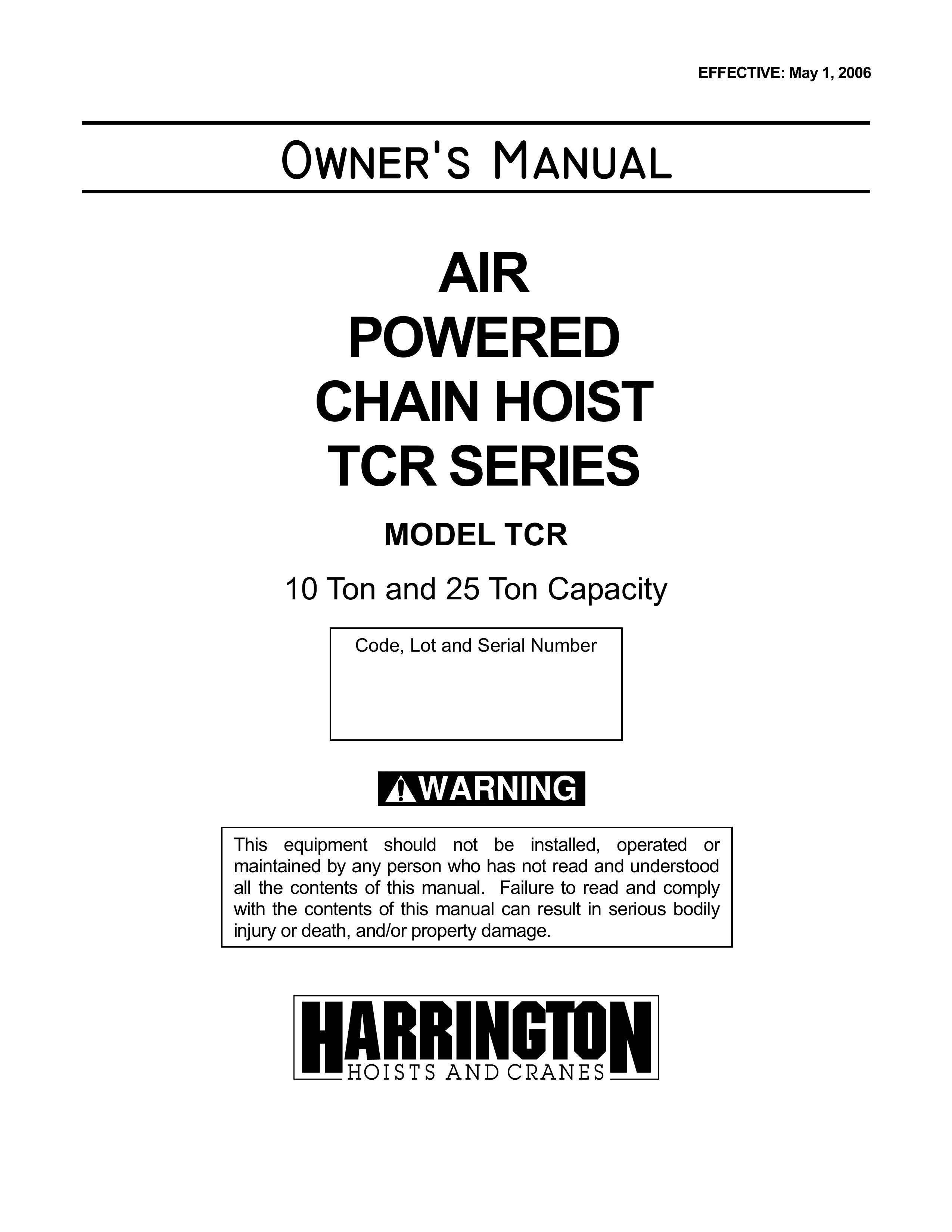 Harrington Hoists TCR Chainsaw Sharpener User Manual