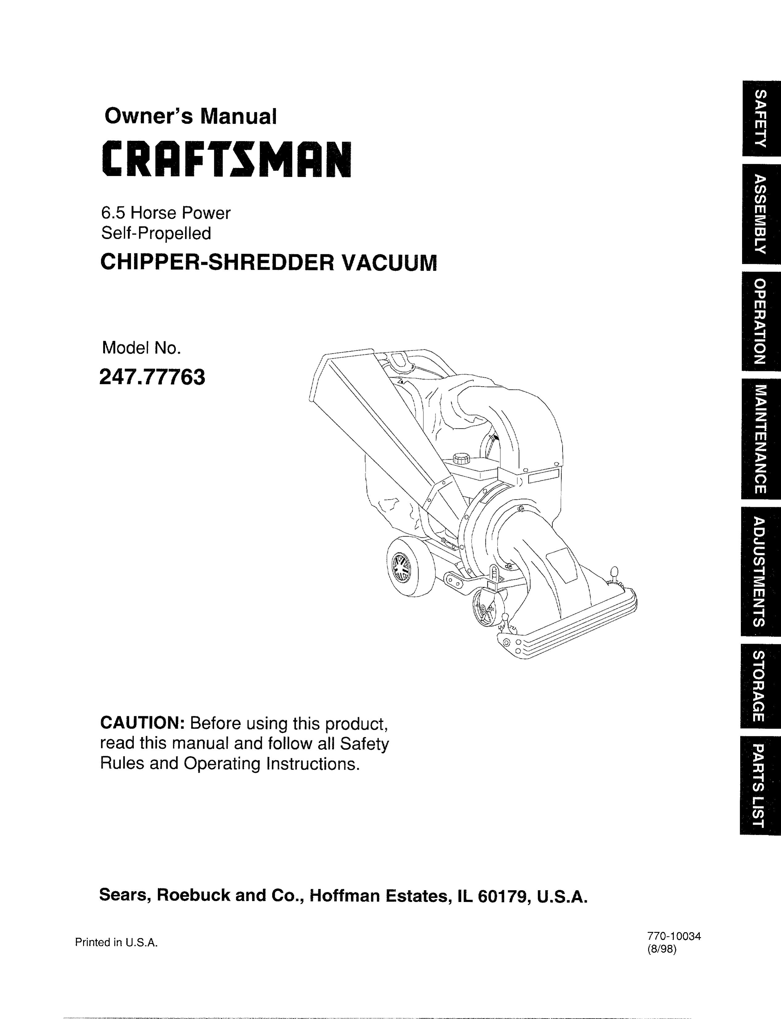 Bolens 247.77763 Chipper User Manual