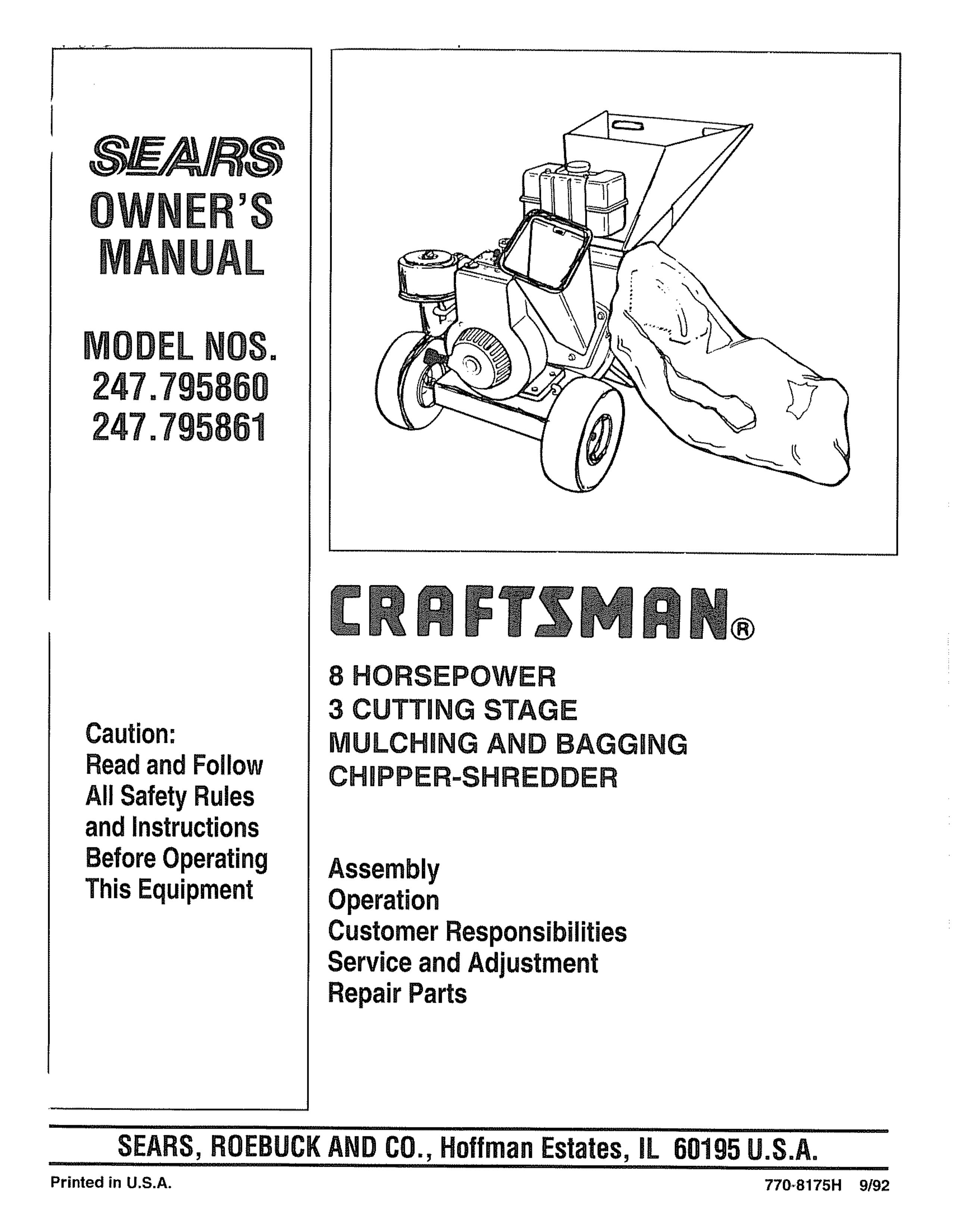 Craftsman 247.795861 Chipper User Manual