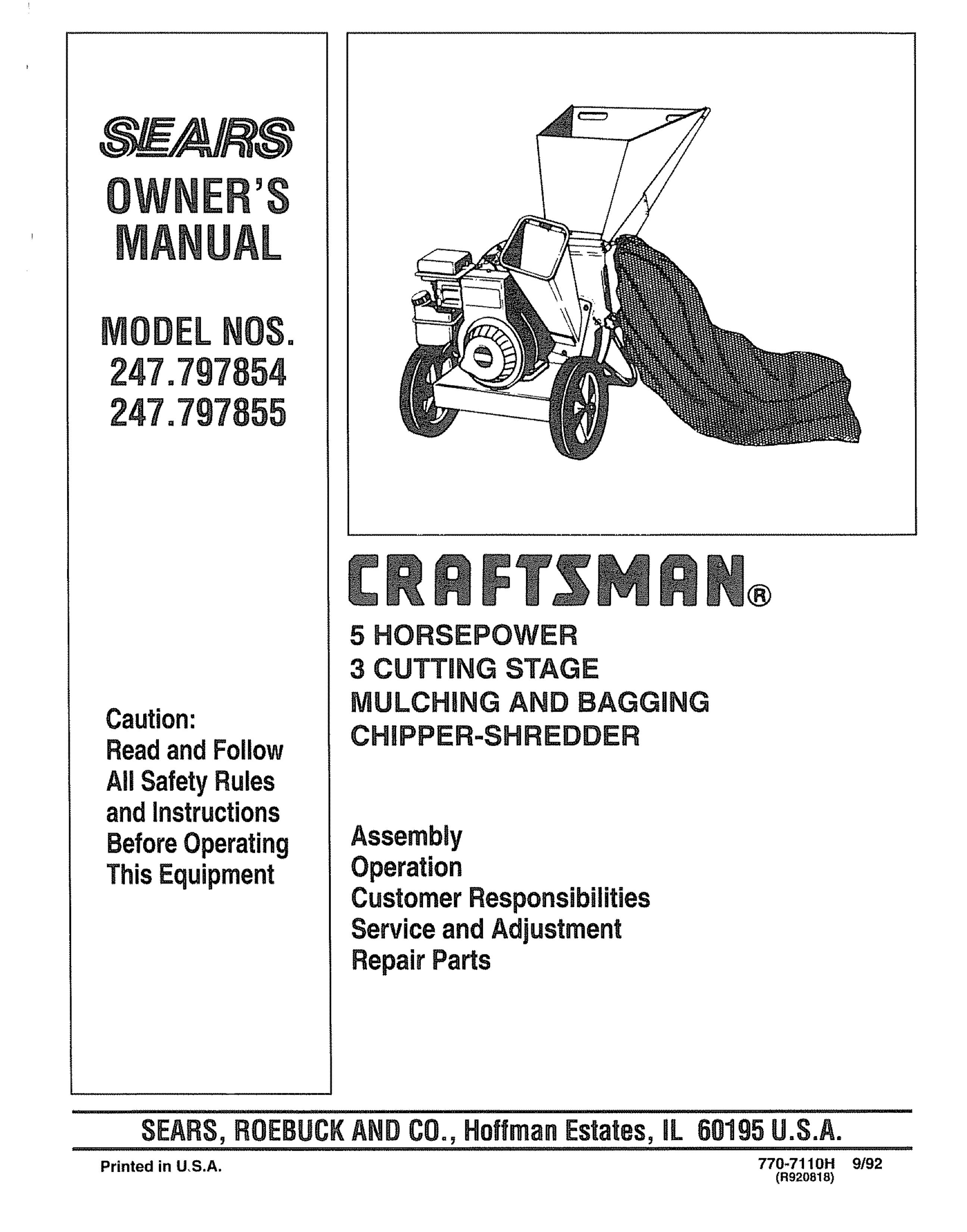 Craftsman 247.797855 Chipper User Manual