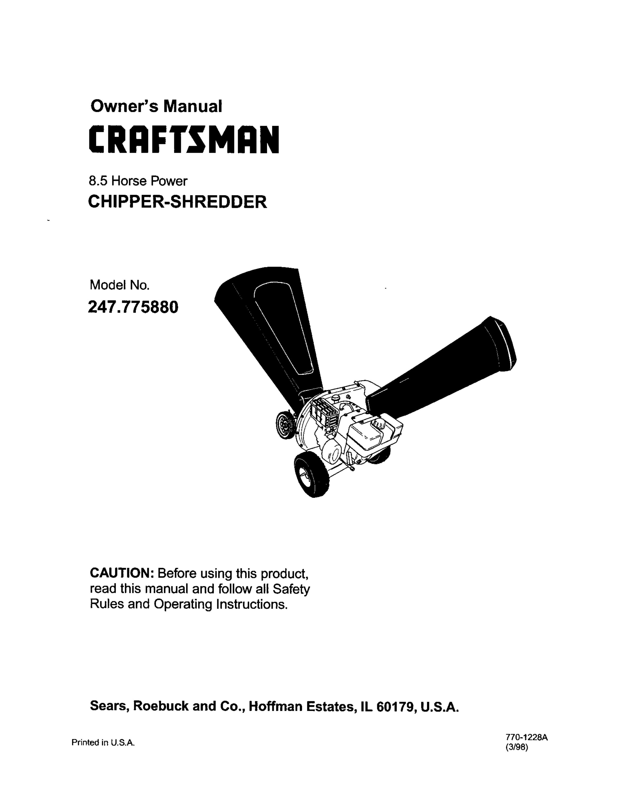 Craftsman 77588 Chipper User Manual