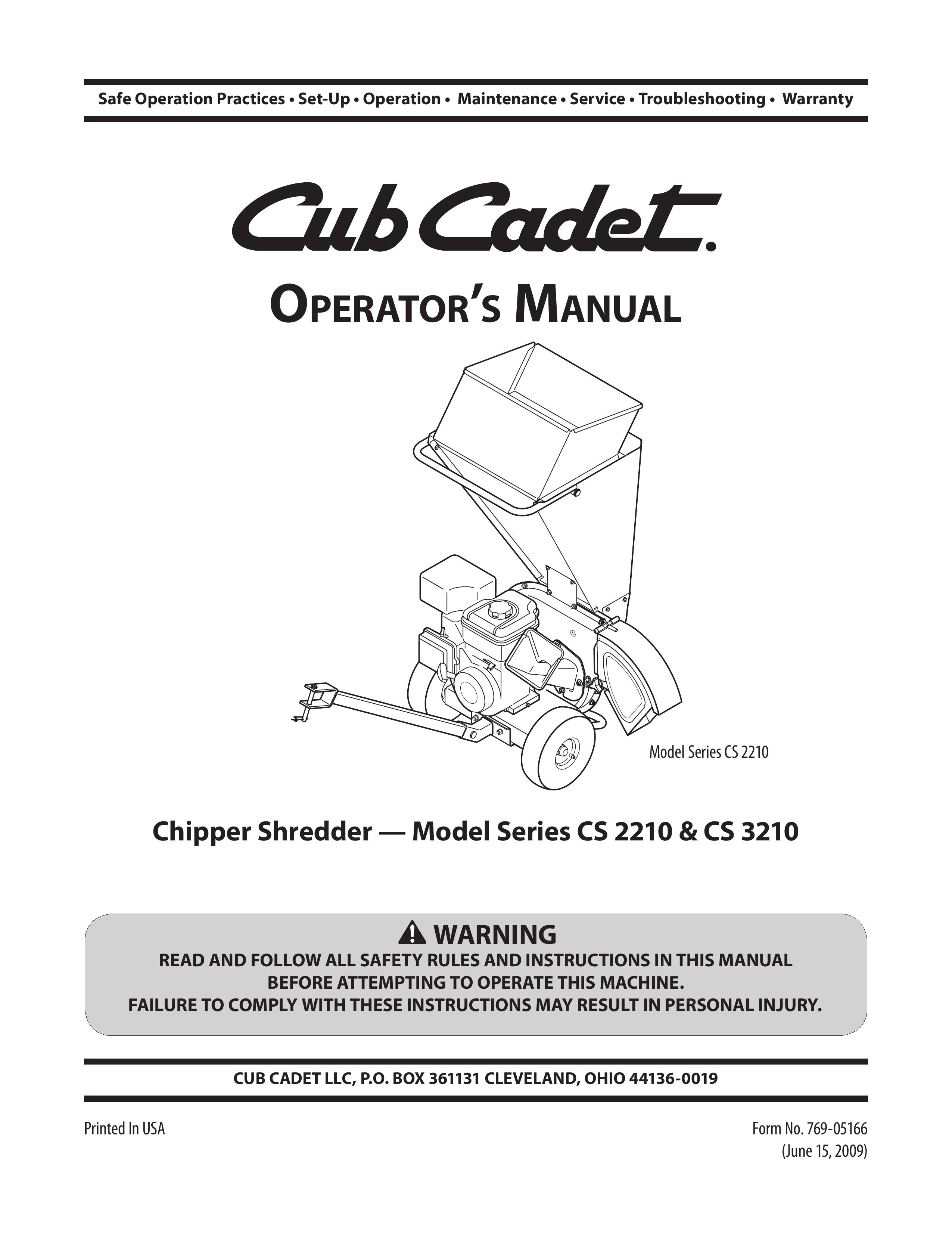 Cub Cadet CS3210 Chipper User Manual