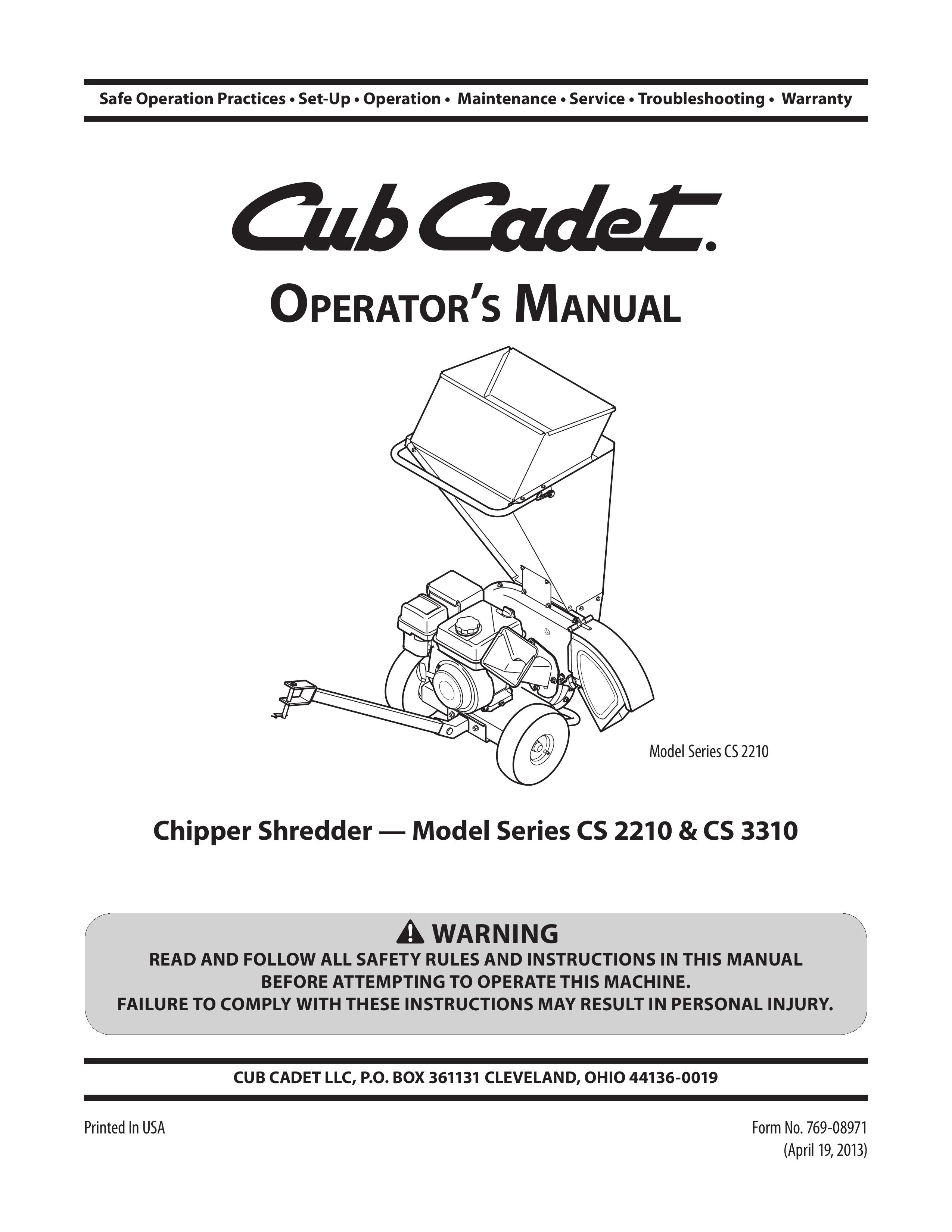 Cub Cadet cs3310 Chipper User Manual