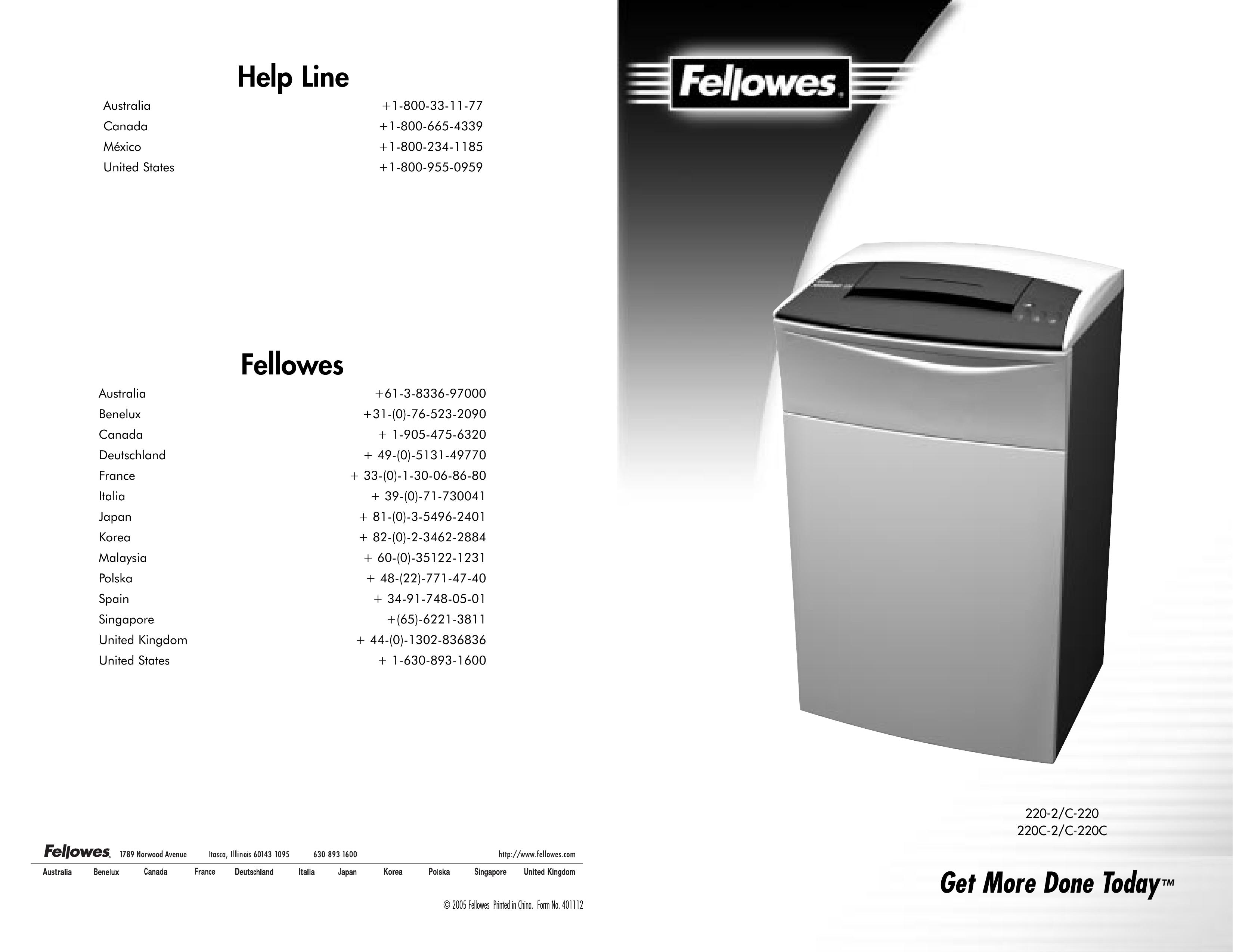 Fellowes 220-2, C-220, 220c-2,C-220c Chipper User Manual