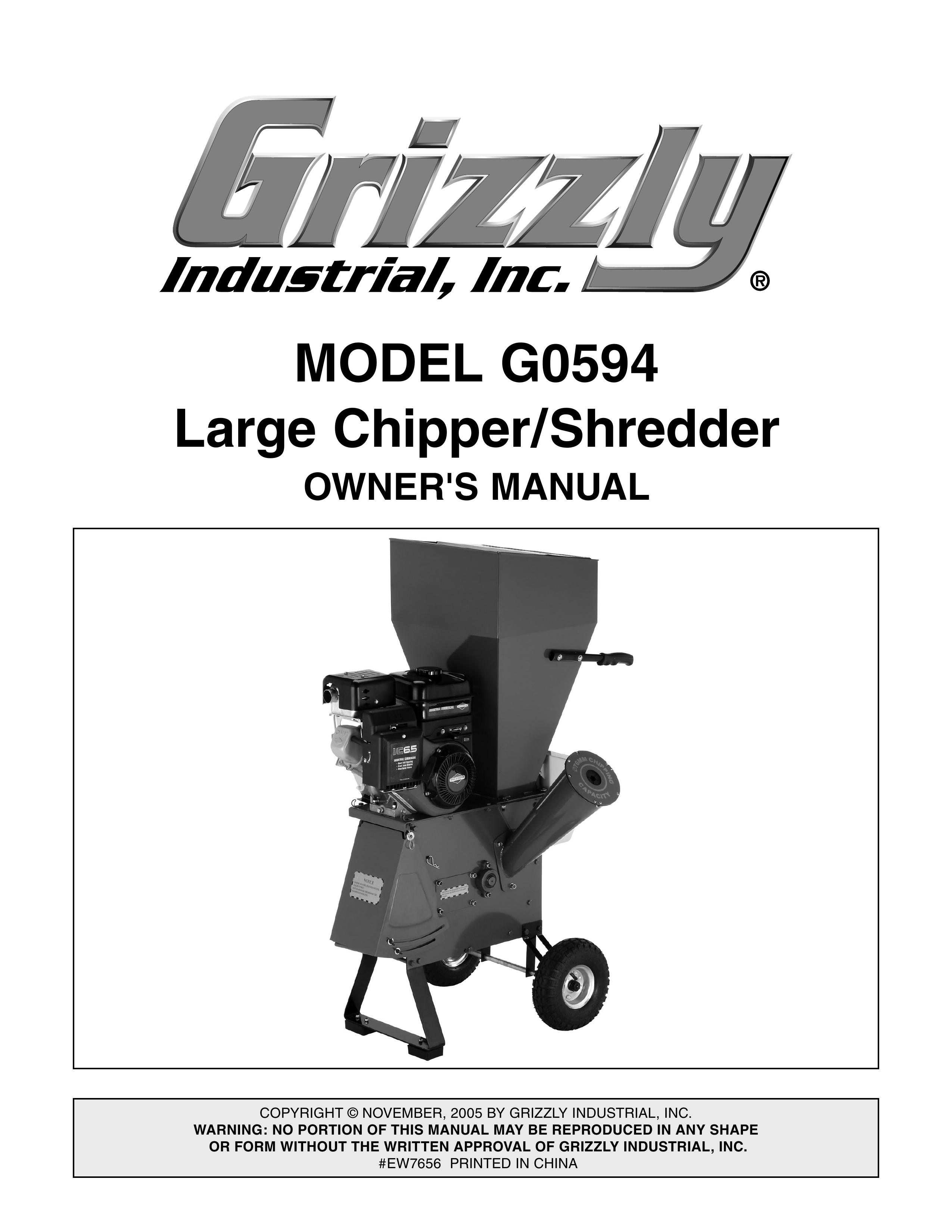 Grizzly G0594 Chipper User Manual