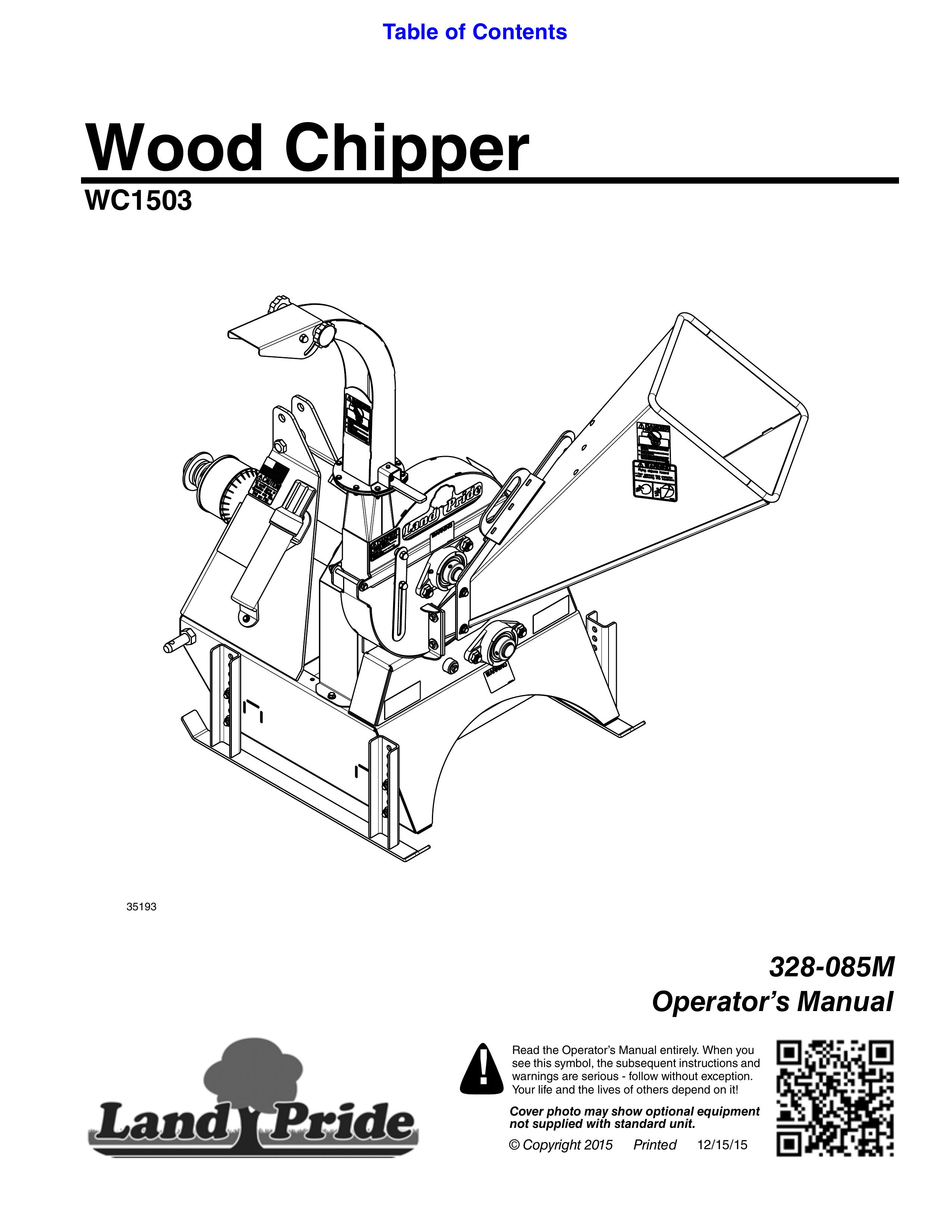 Land Pride WC1503 Chipper User Manual