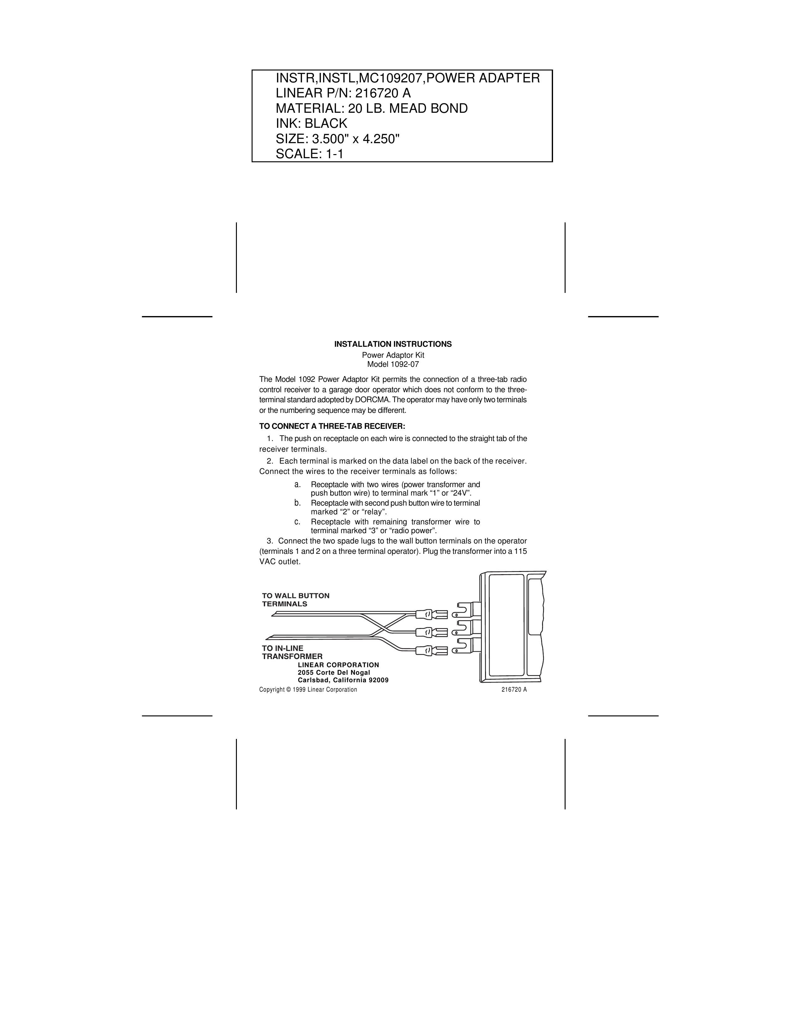 Linear 1092-07 Chipper User Manual
