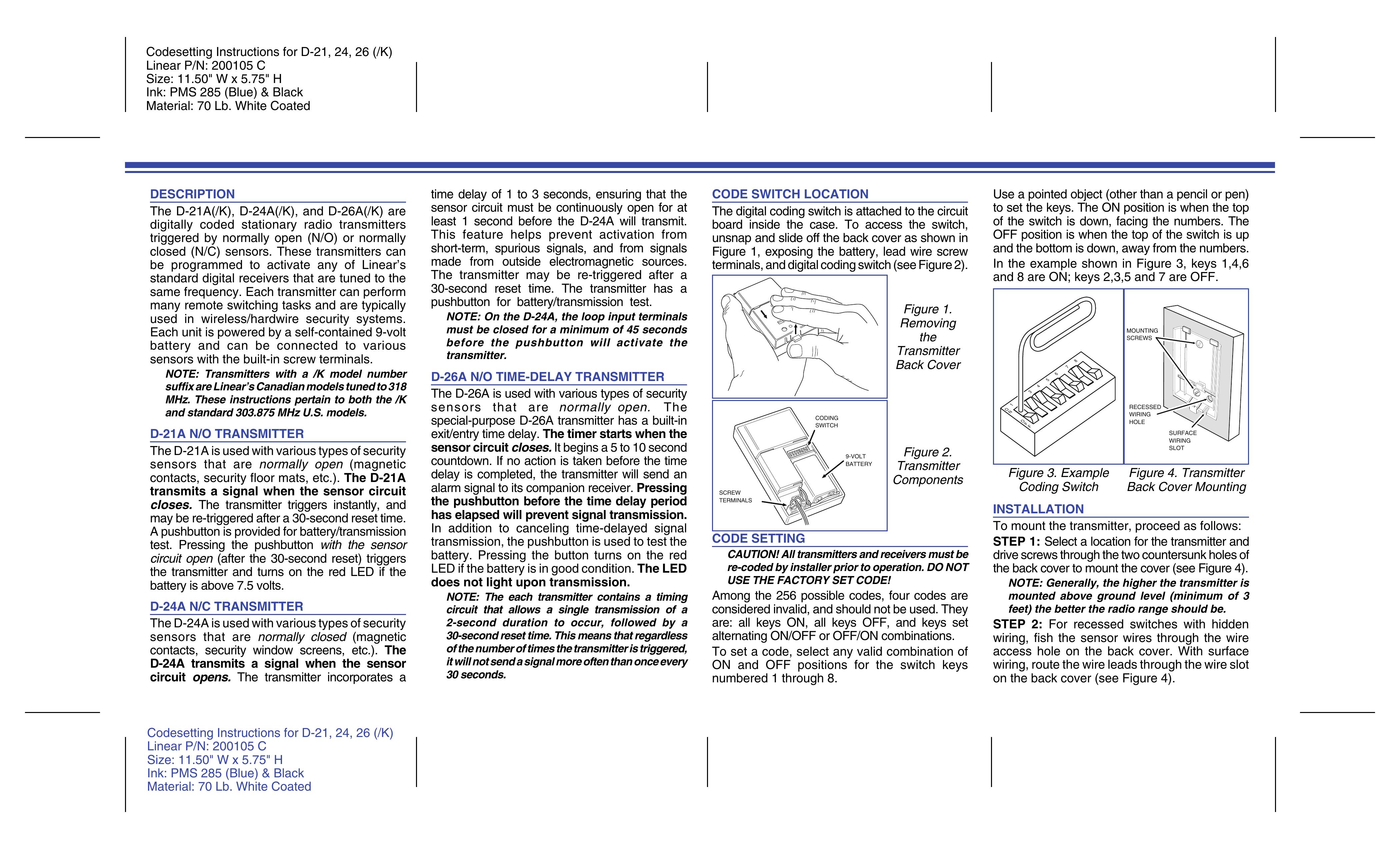 Linear D-21A(/K) Chipper User Manual