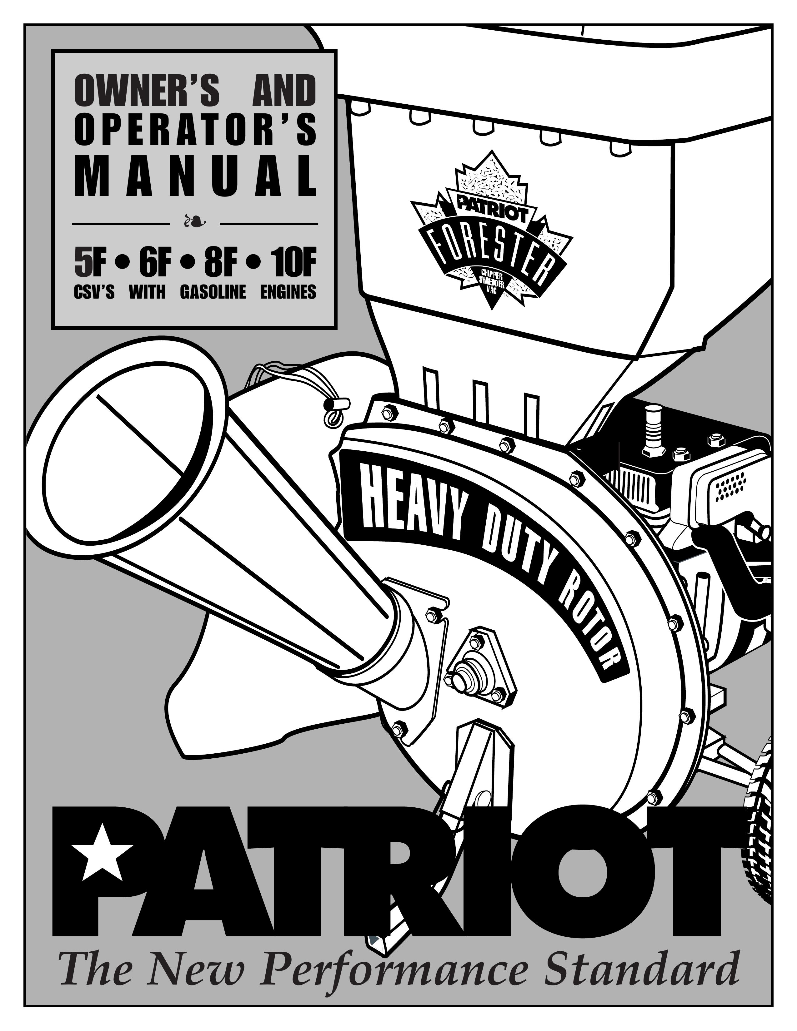 Patriot Products 5F, 6F, 8F, 10F Chipper User Manual