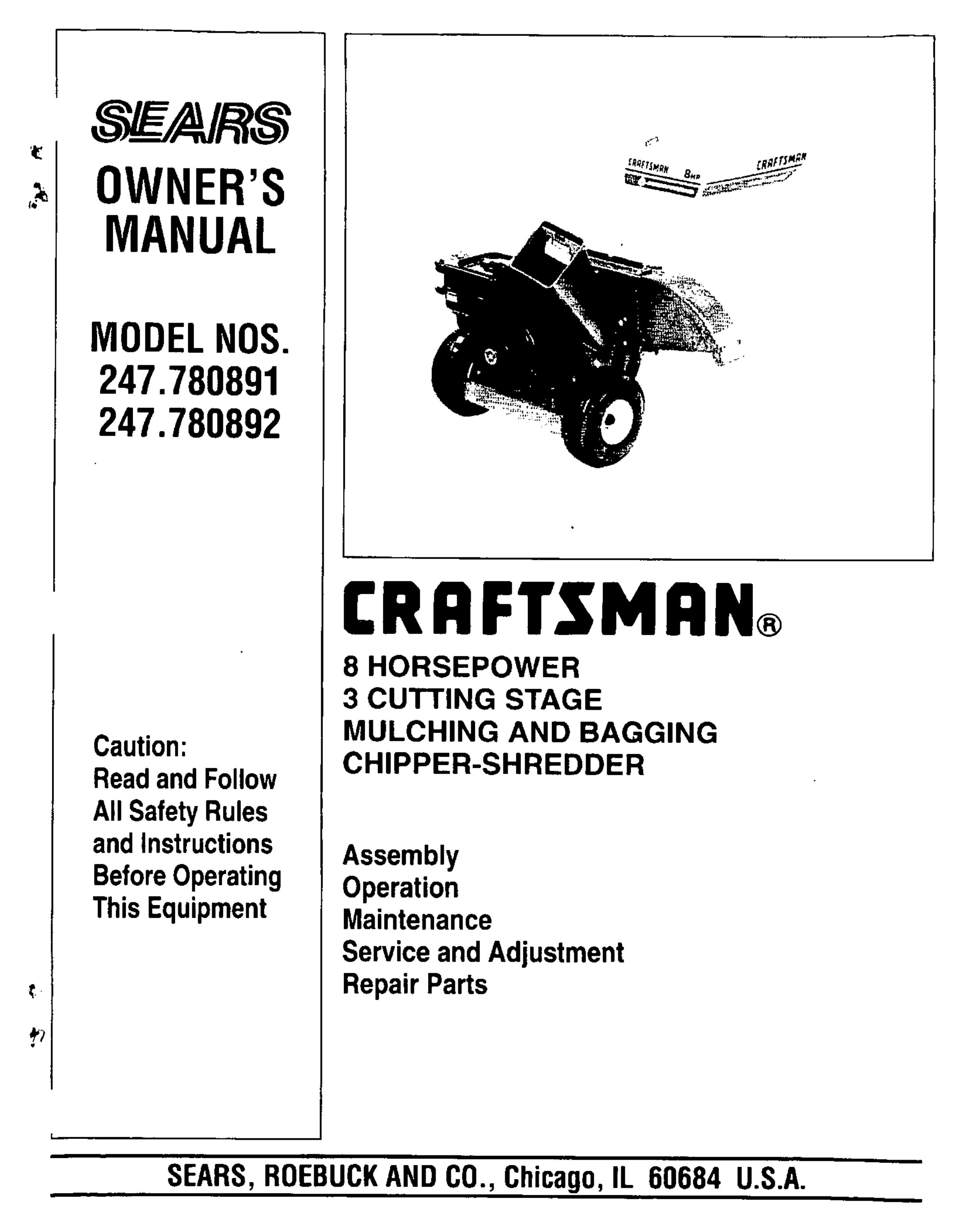 Sears 247 780892 Chipper User Manual