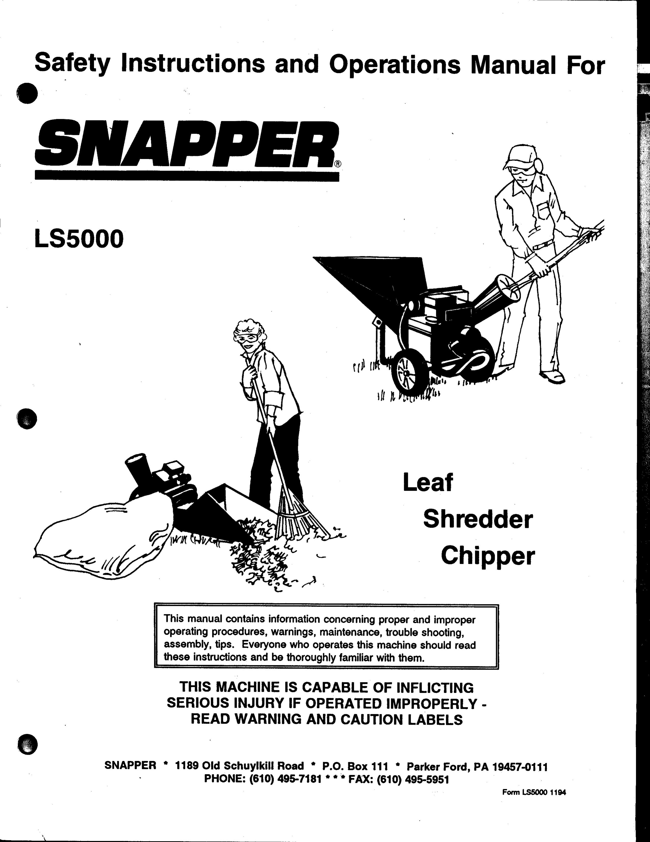 Snapper LS5000 Chipper User Manual