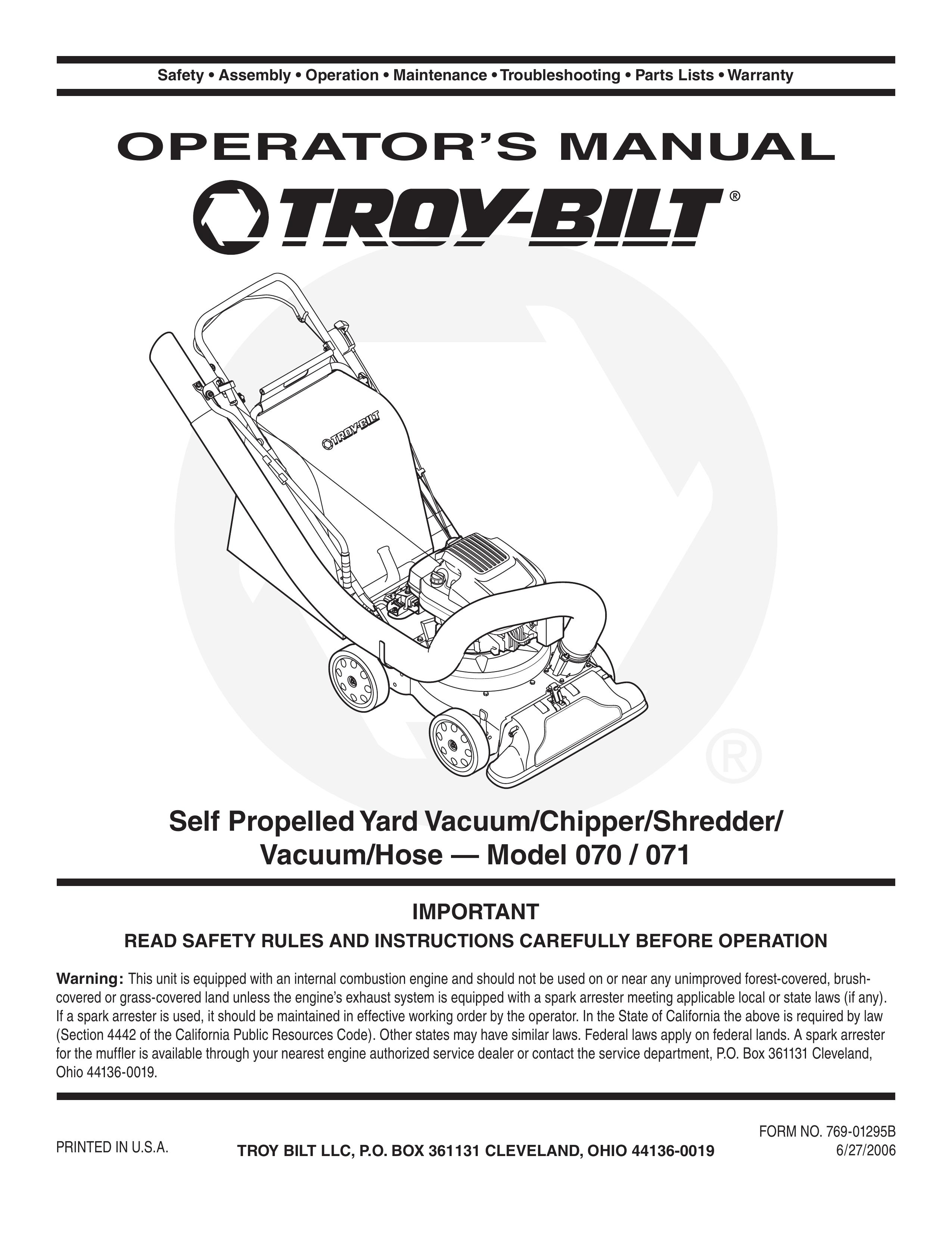 Troy-Bilt 070 Chipper User Manual