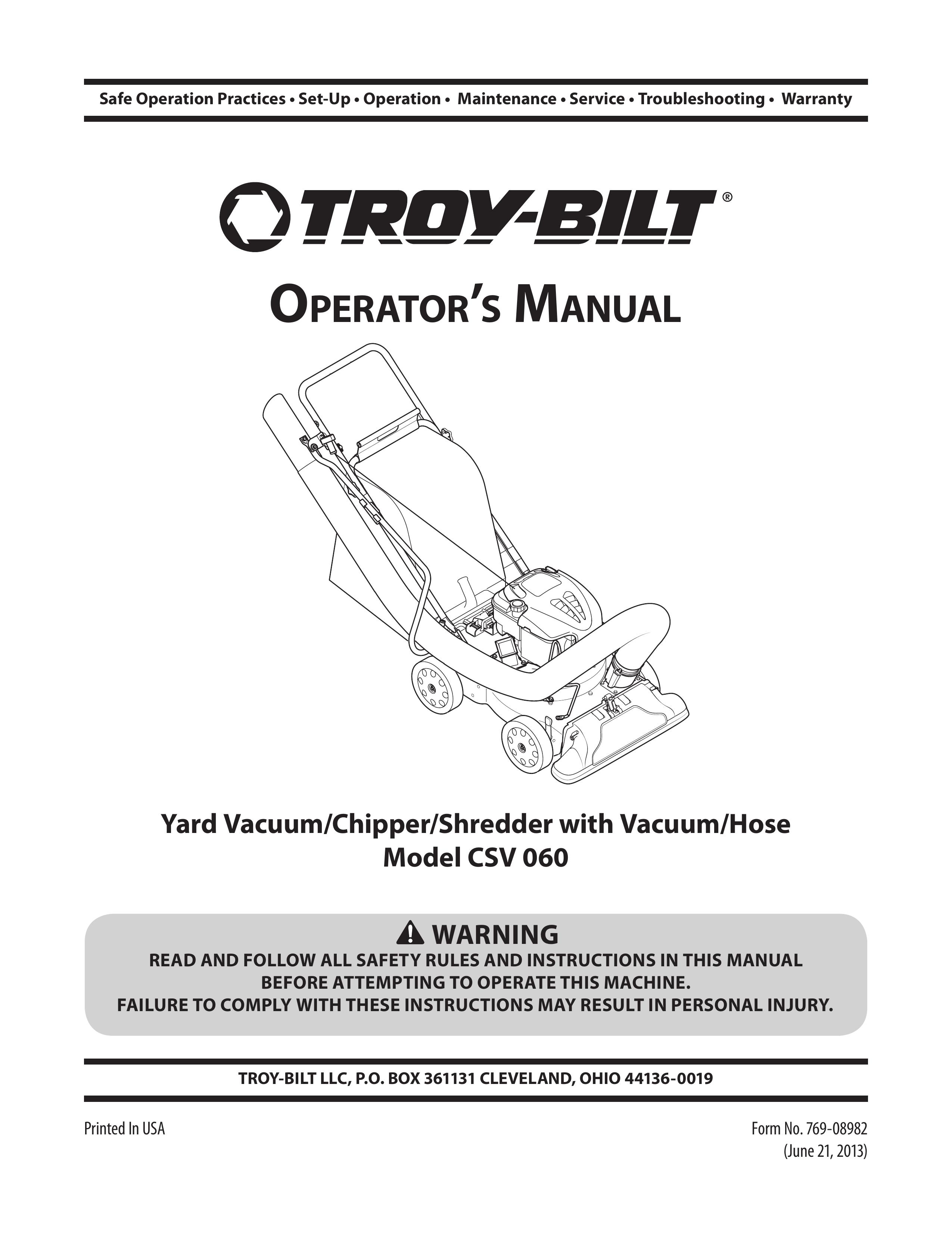 Troy-Bilt CSV 060 Chipper User Manual