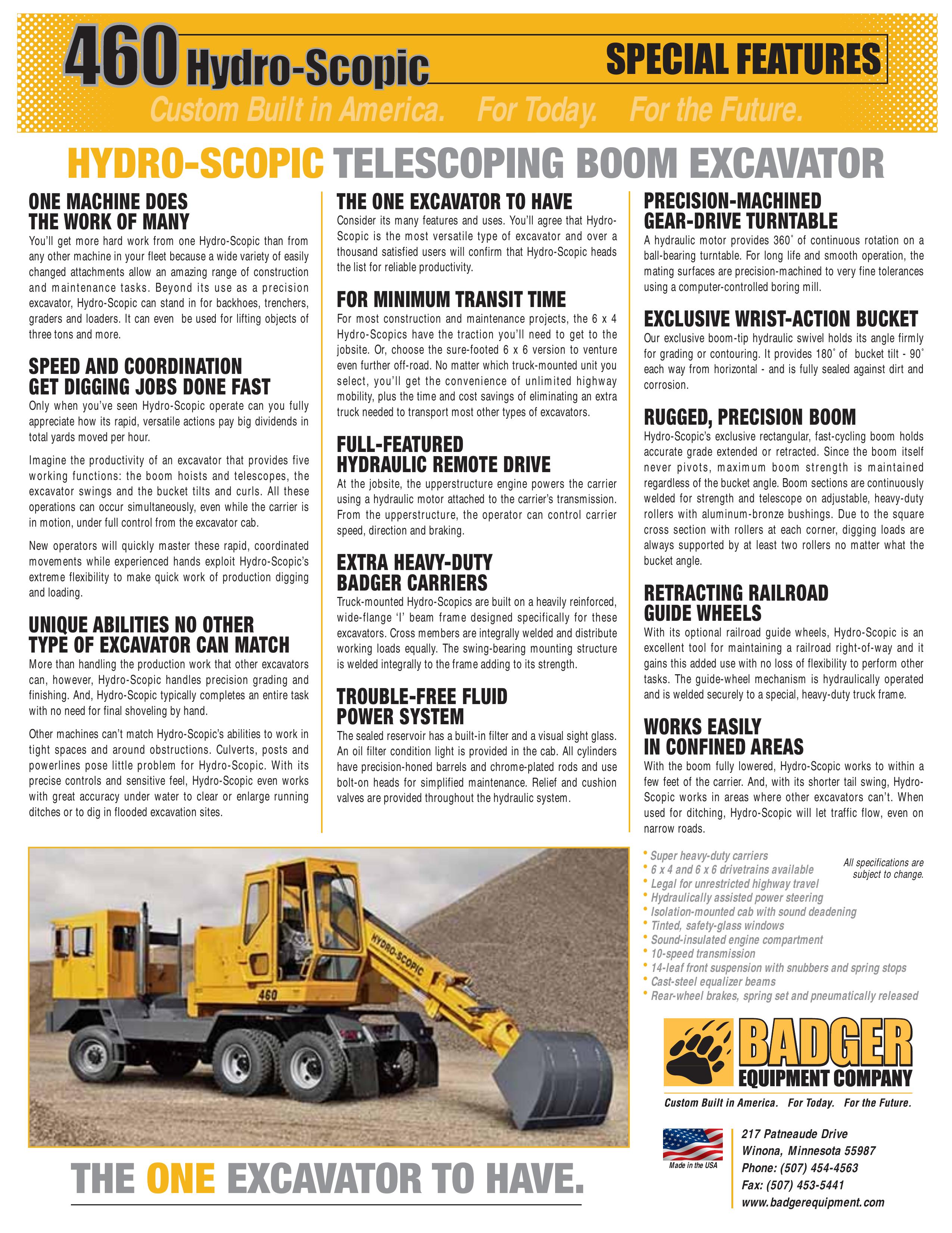 Badger Basket 460 Compact Excavator User Manual