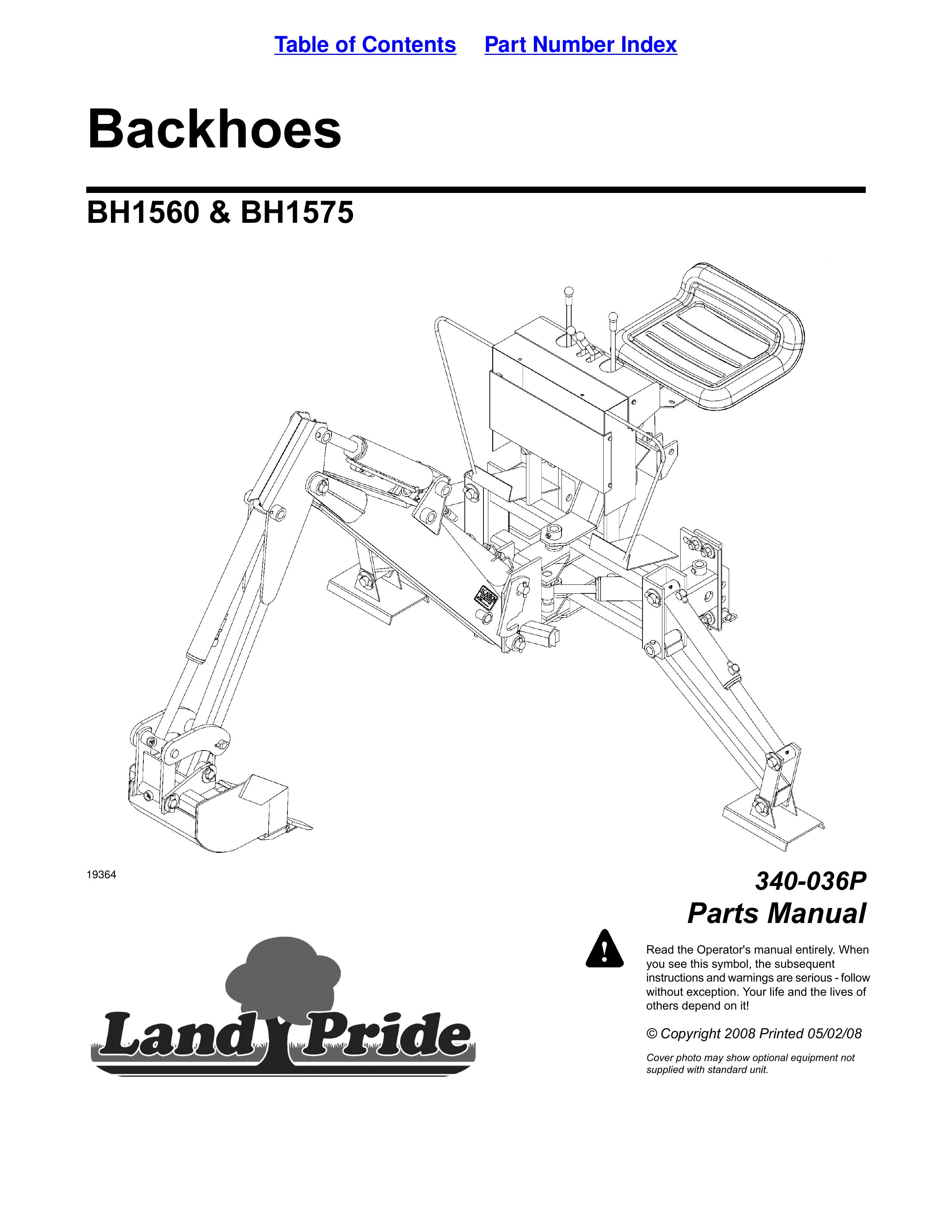 Land Pride BH1575 Compact Excavator User Manual
