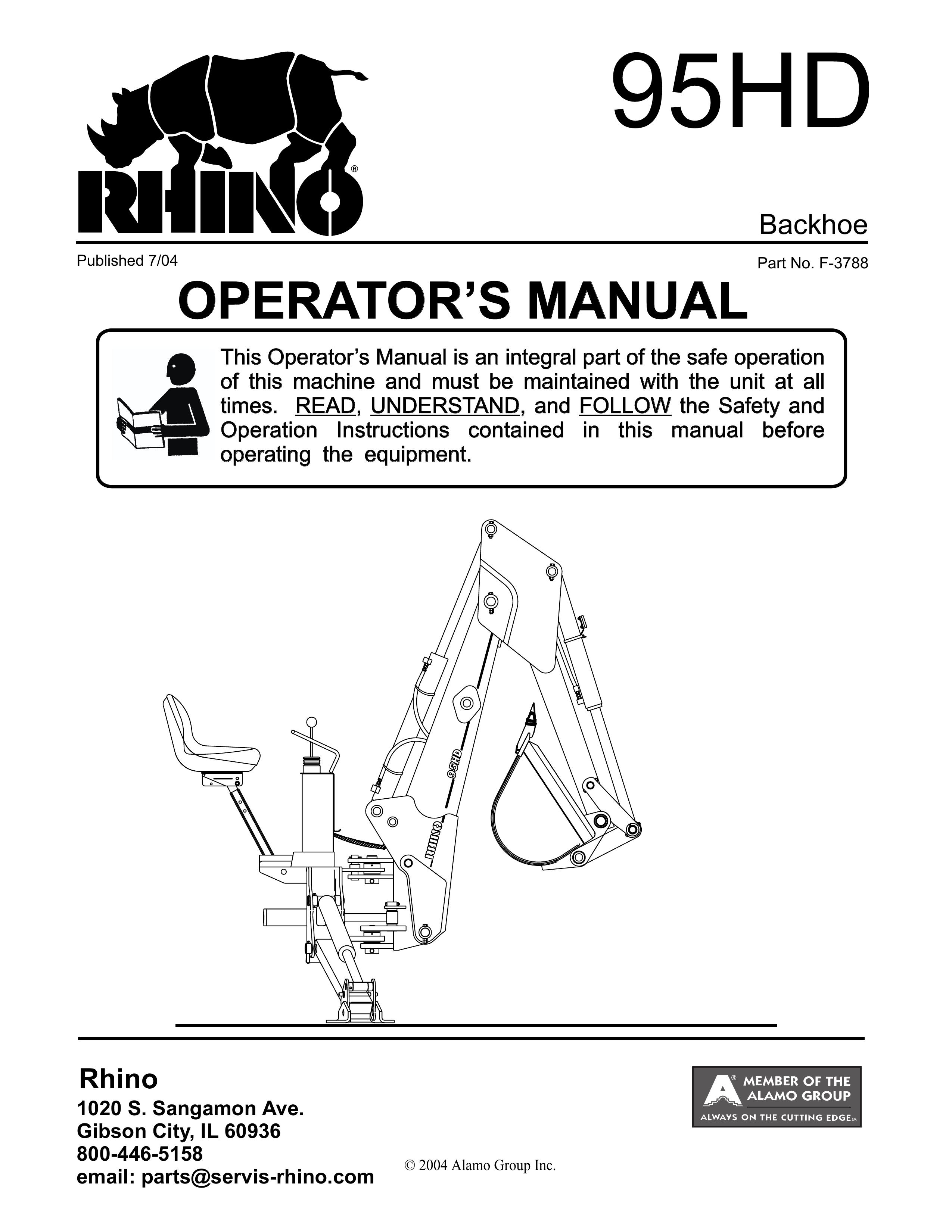 Servis-Rhino 95HD Compact Excavator User Manual