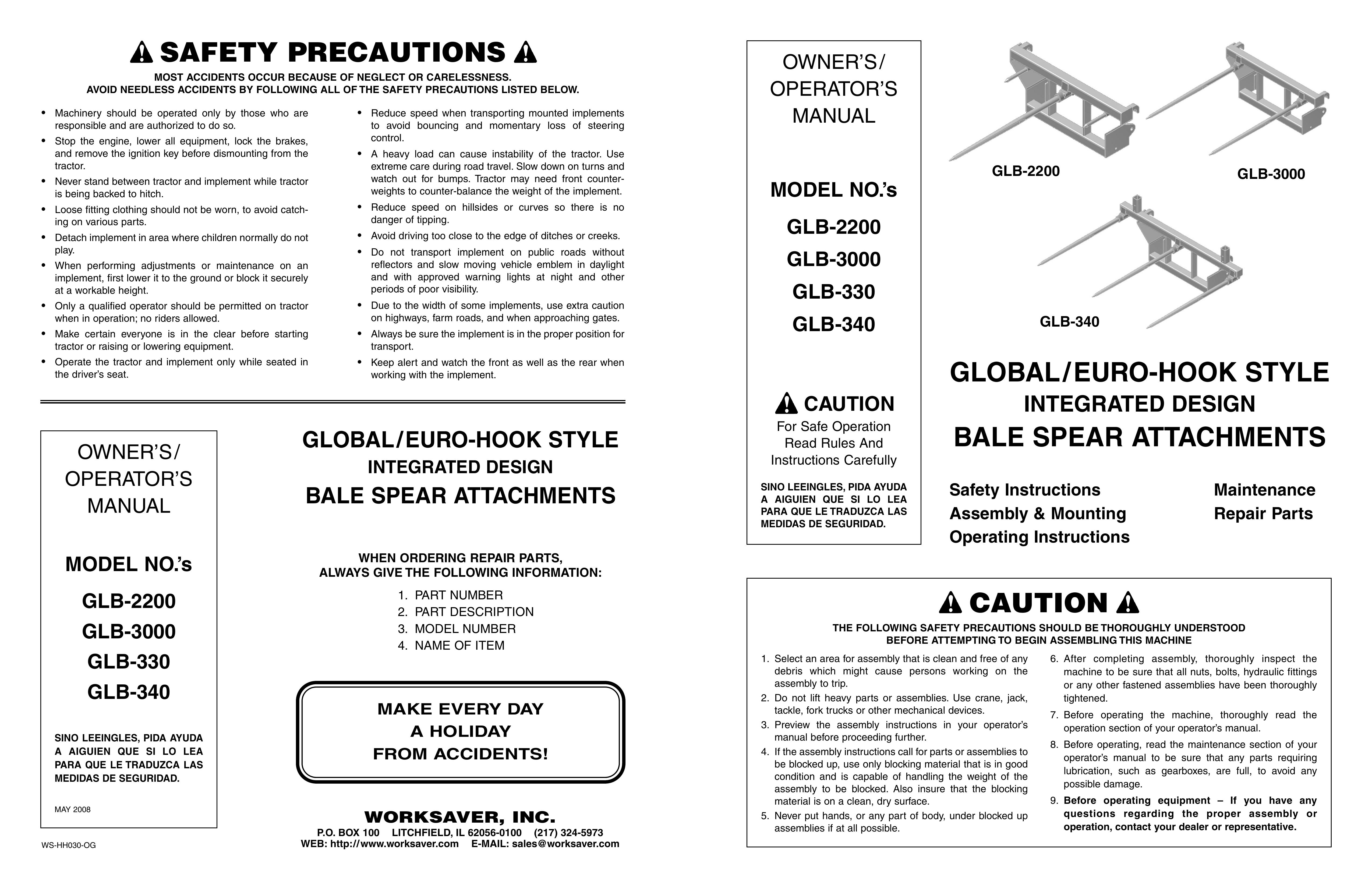 Worksaver GLB-2200 Compact Loader User Manual