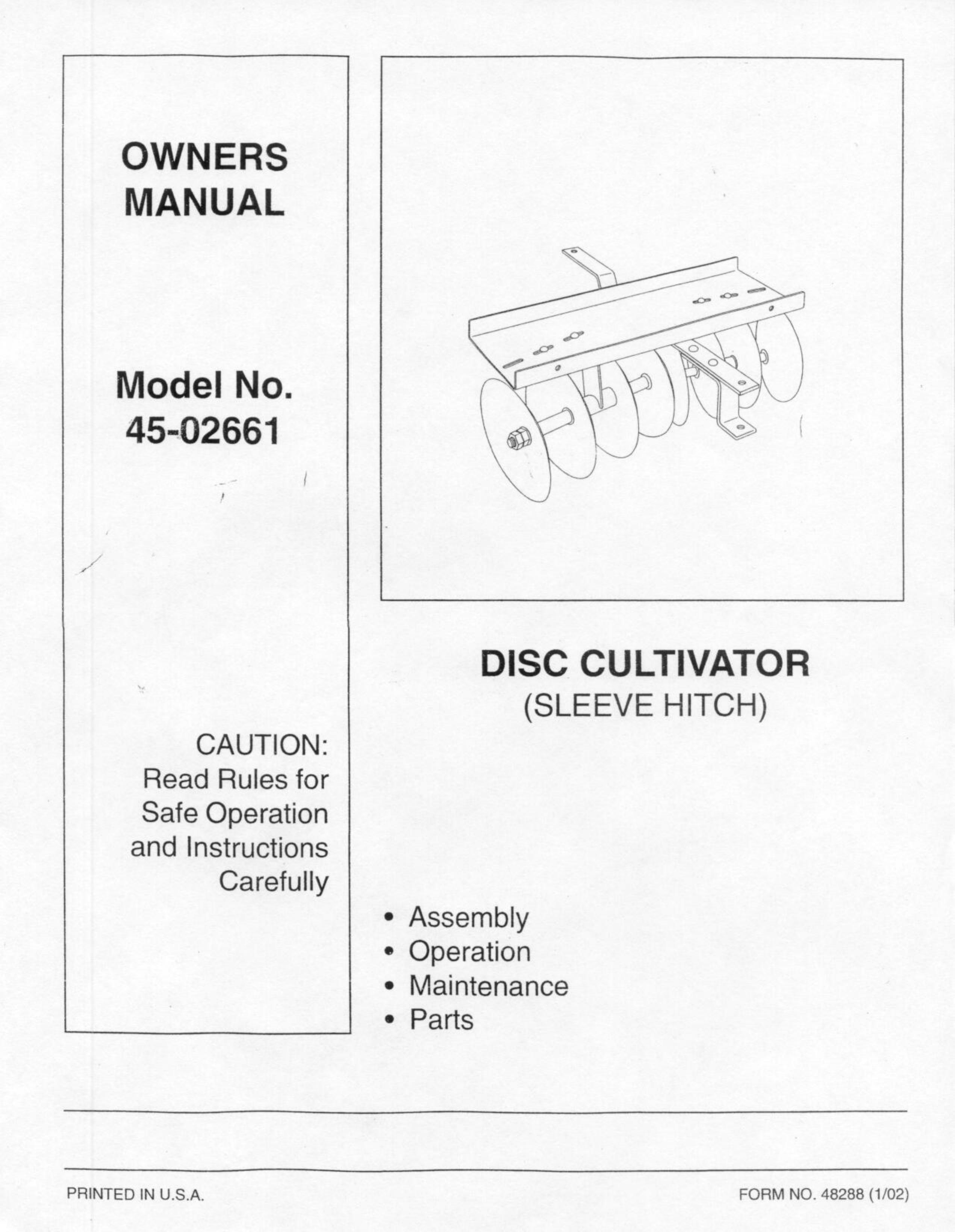 Agri-Fab 45-02661 Cultivator User Manual