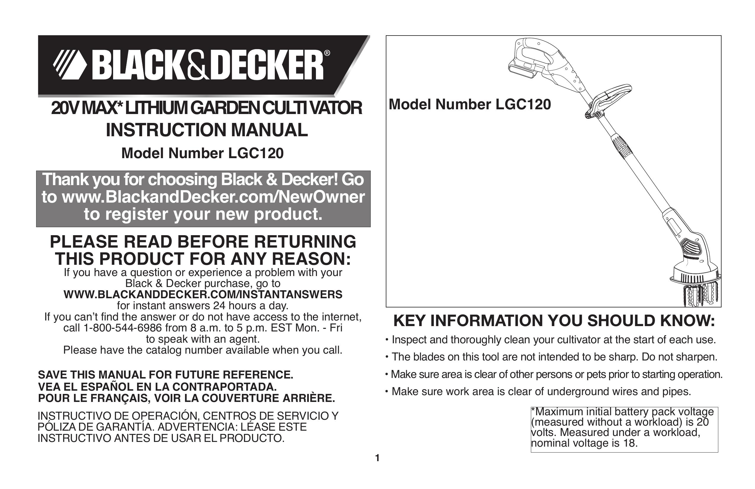 Black & Decker LGC120 Cultivator User Manual