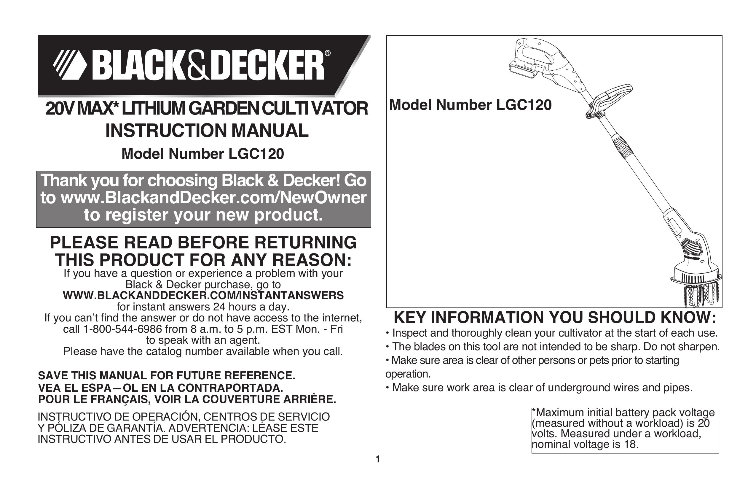 Black & Decker LGC120B Cultivator User Manual