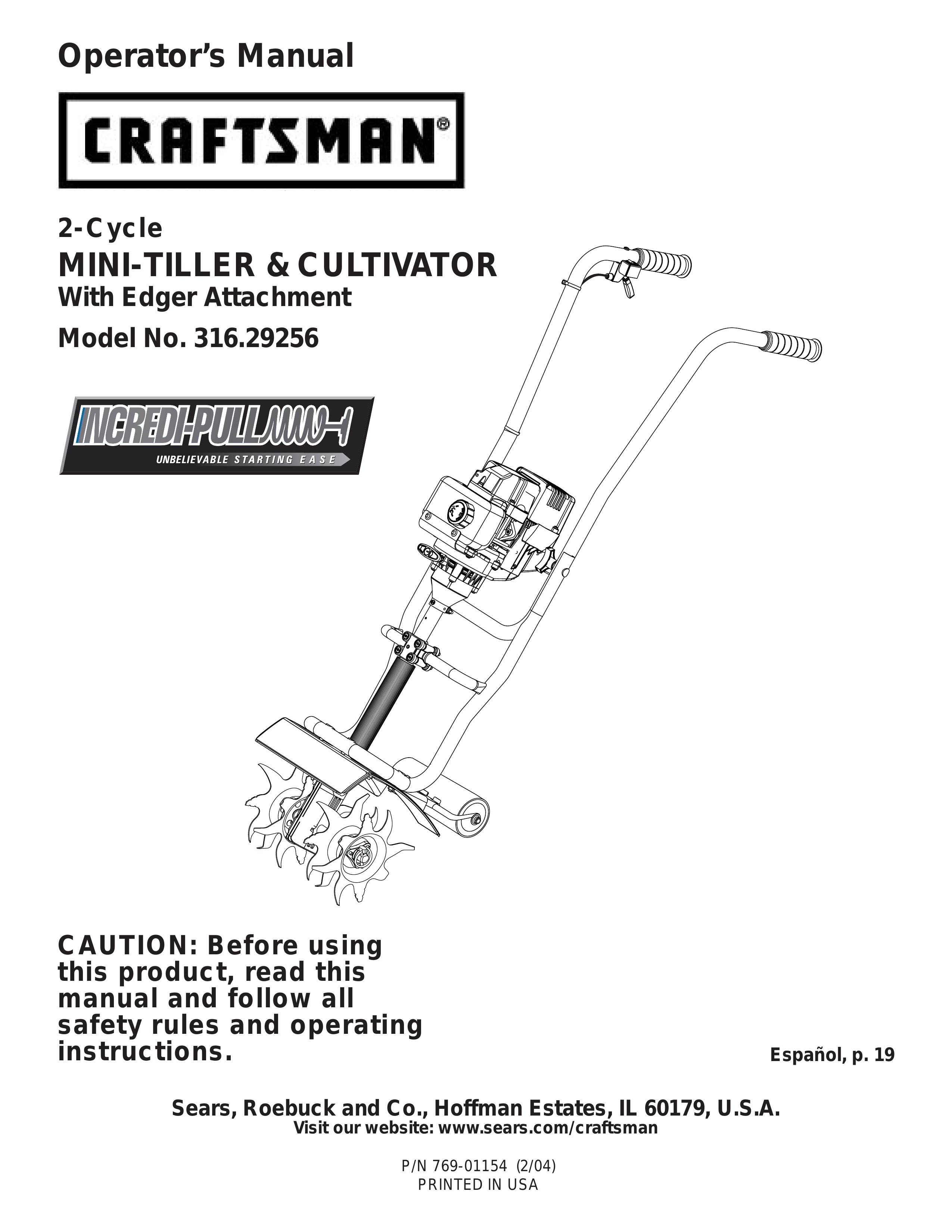 Craftsman 316.29256 Cultivator User Manual