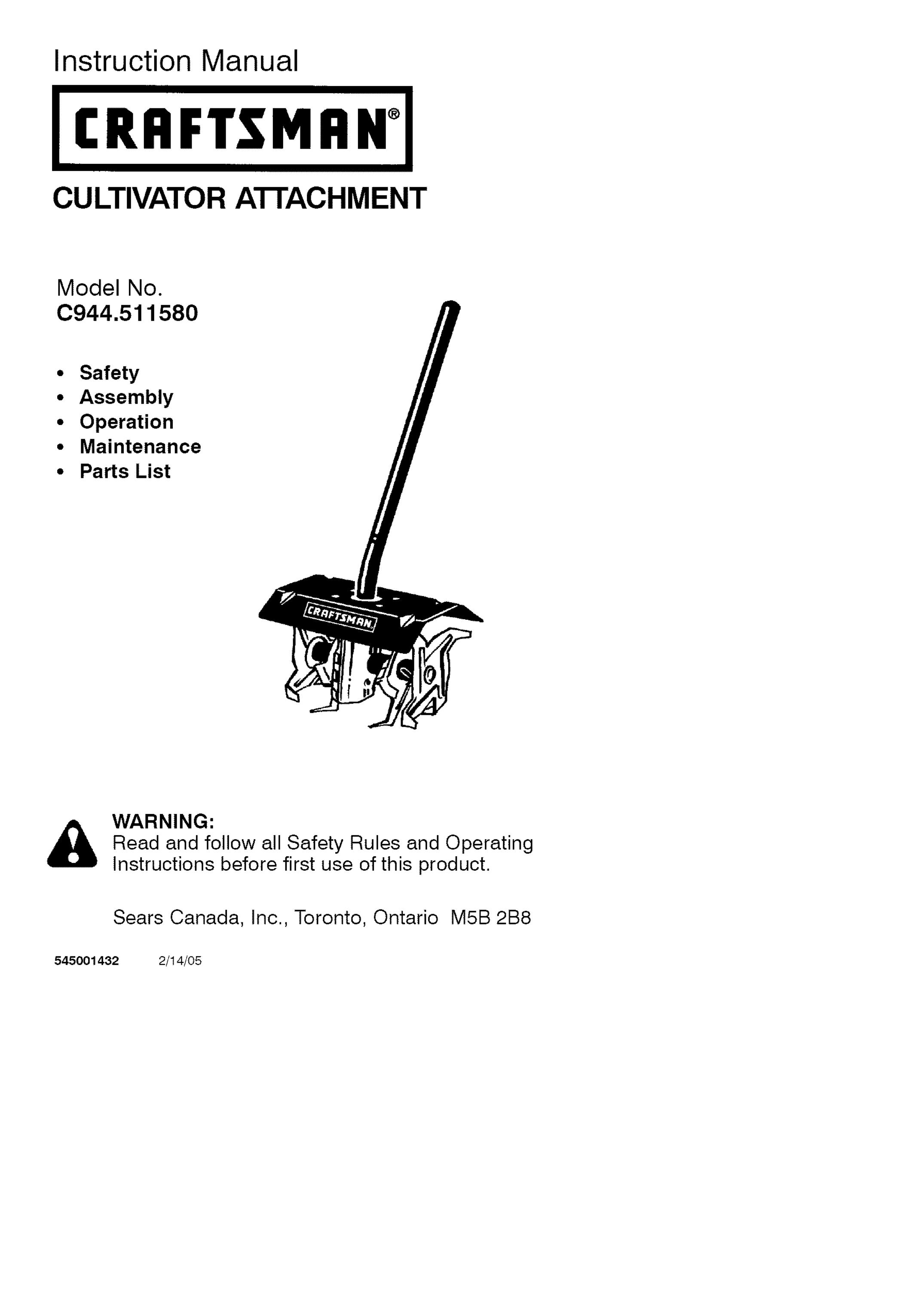 Craftsman 944.511580 Cultivator User Manual