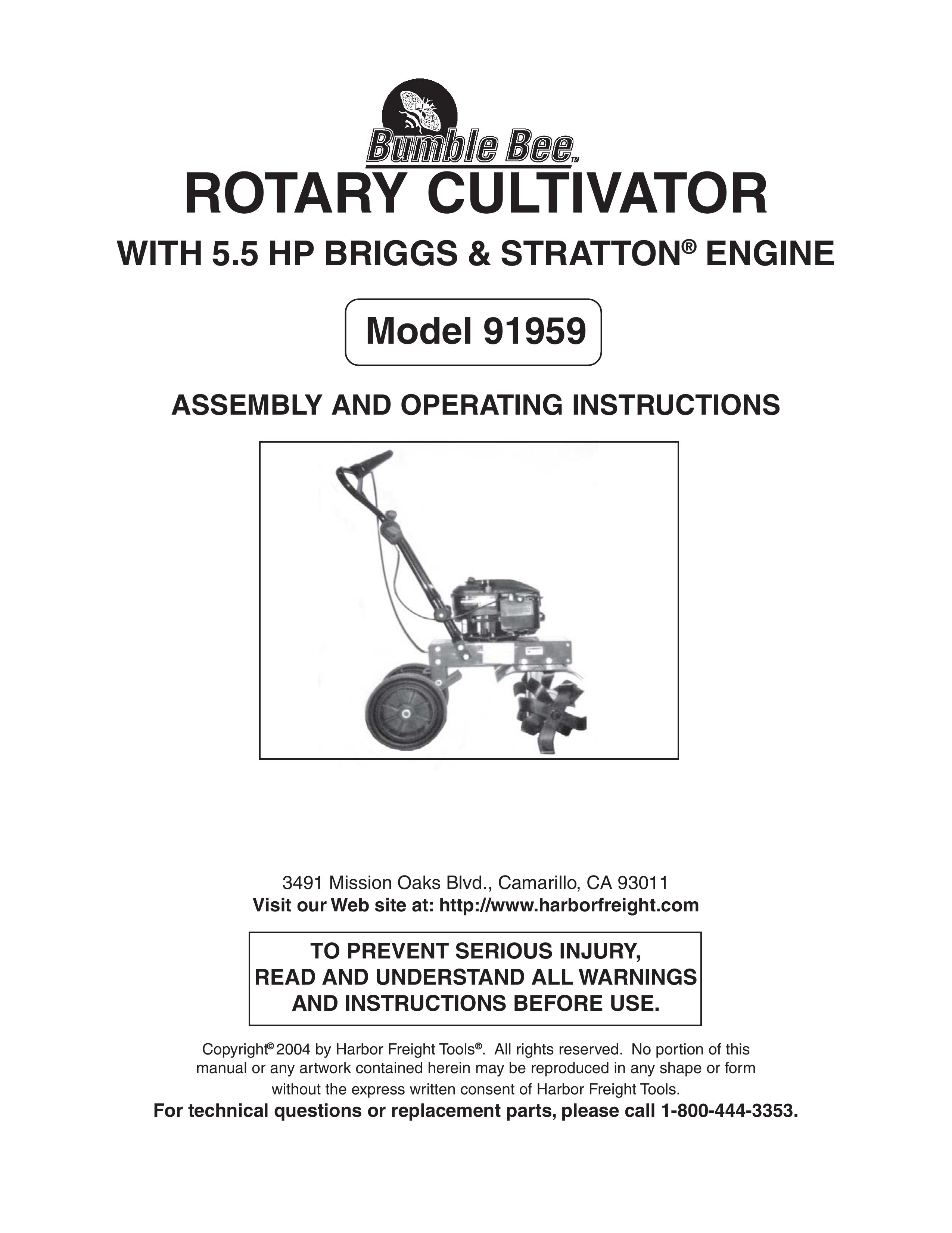 Harbor Freight Tools 91959 Cultivator User Manual