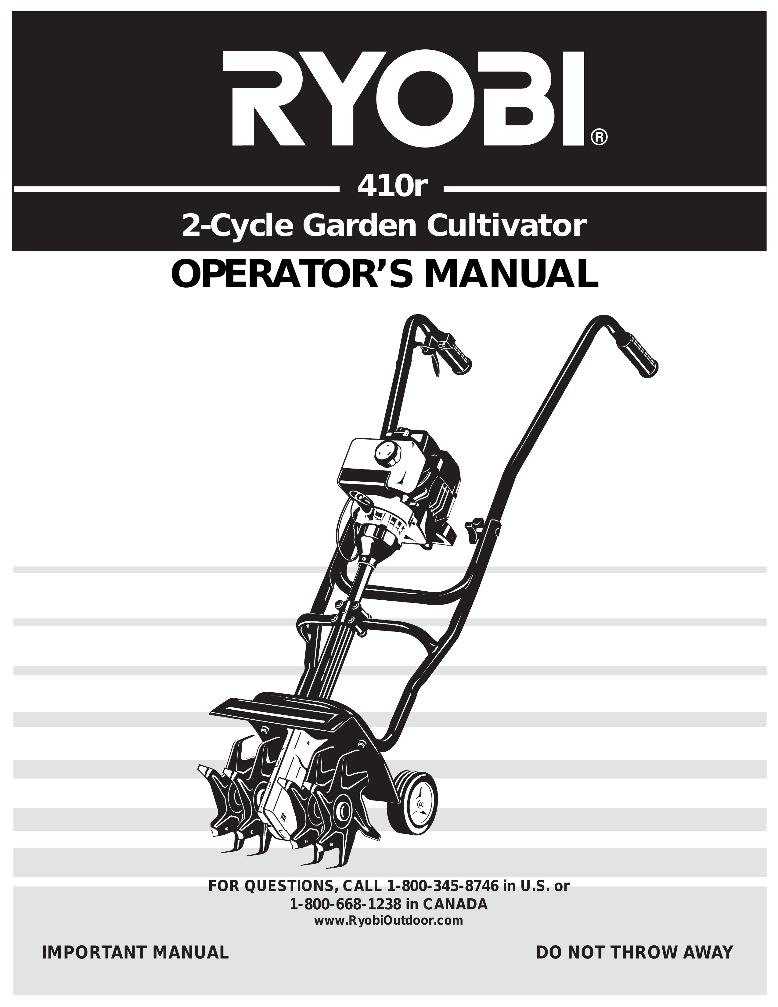 Ryobi Outdoor 410r Cultivator User Manual