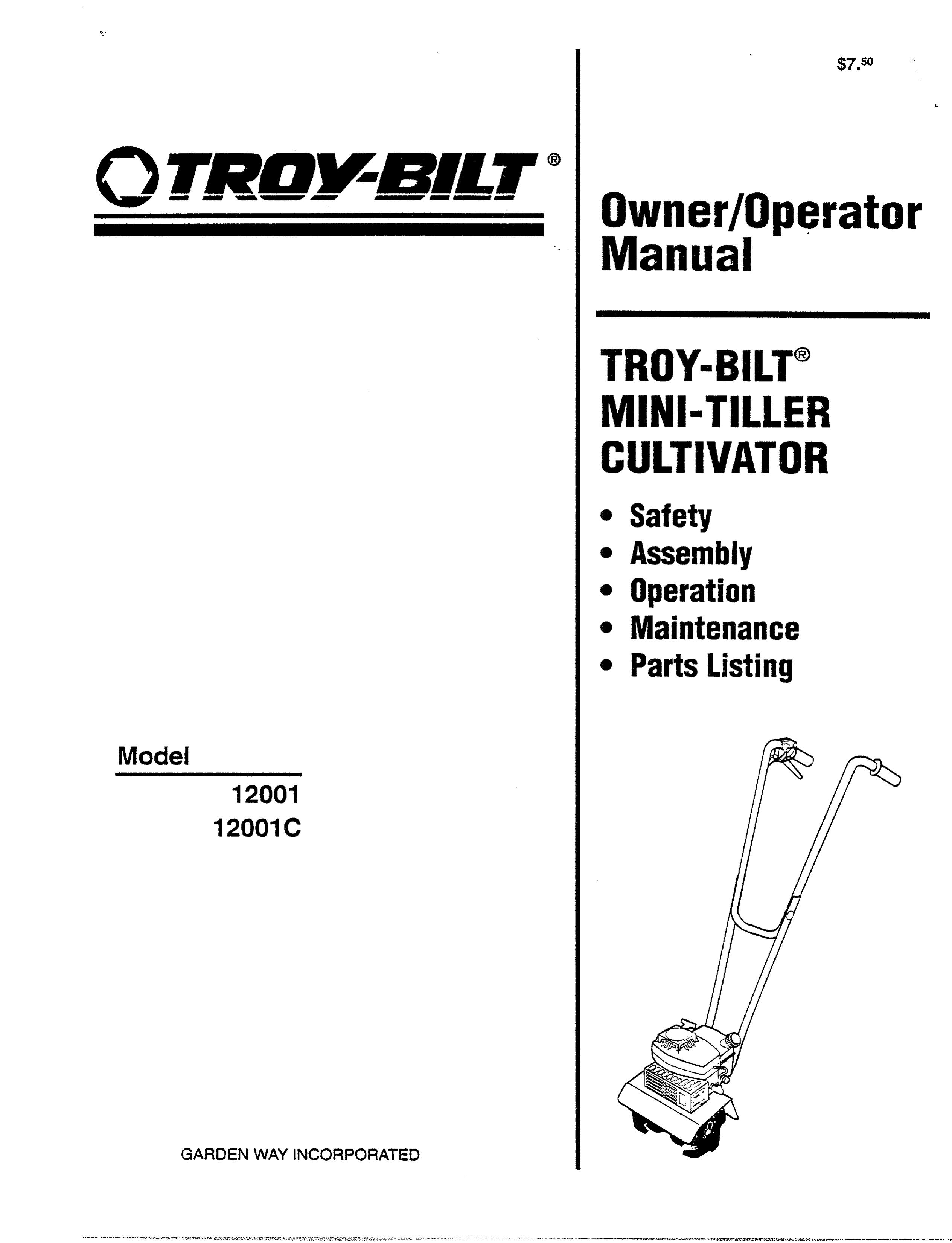 Troy-Bilt 12001C Cultivator User Manual