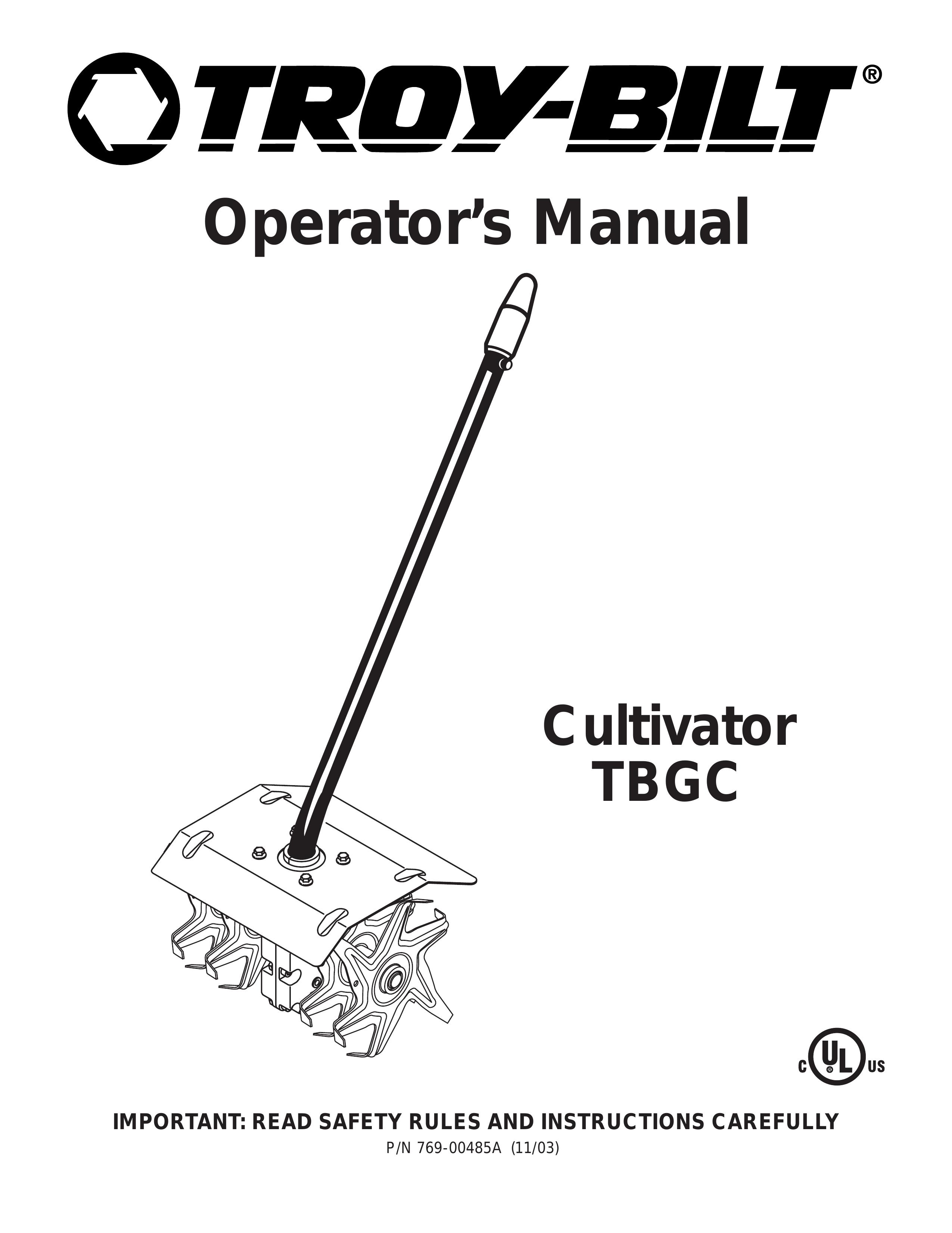Troy-Bilt P/N 769-00485A Cultivator User Manual