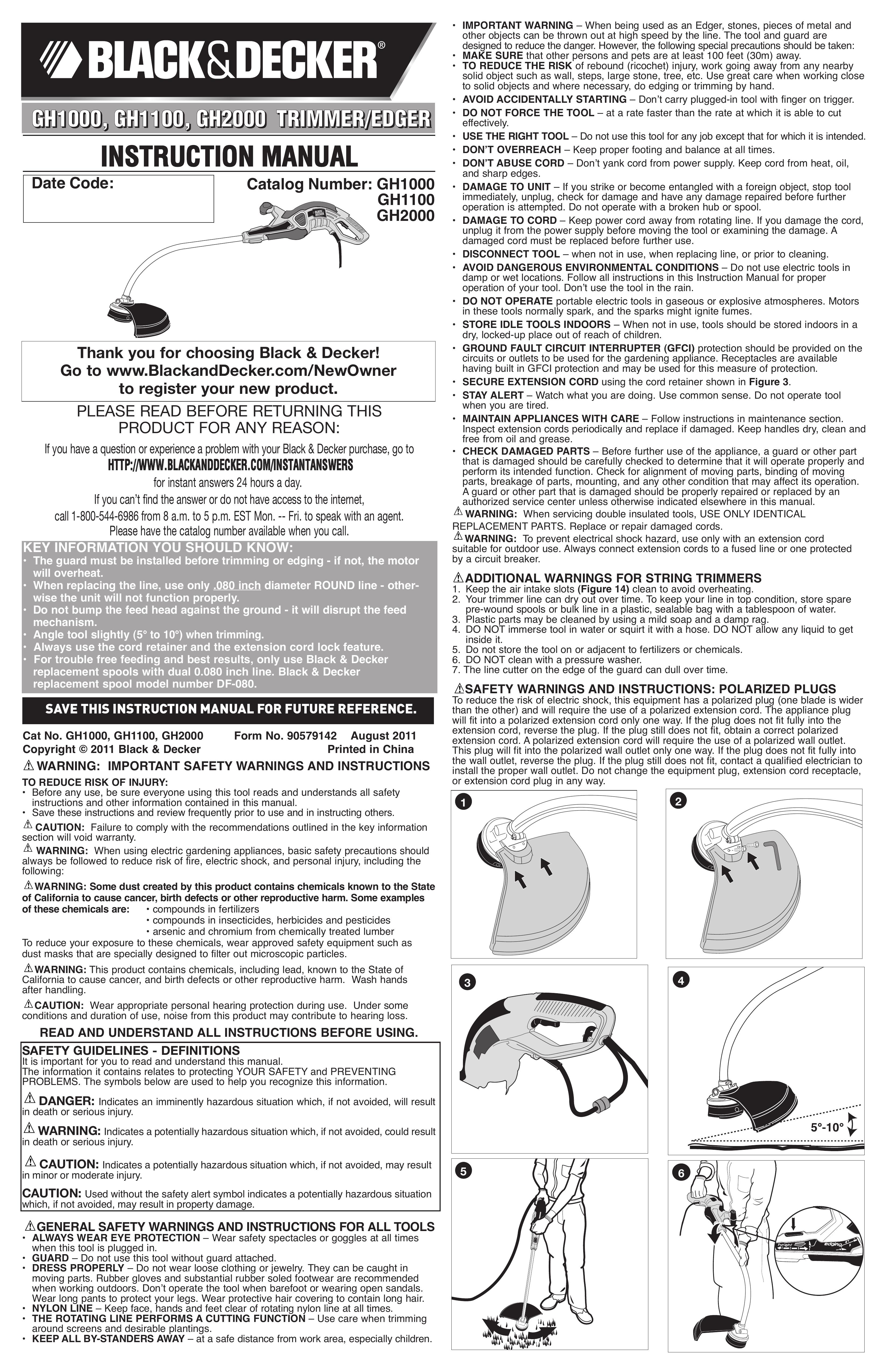 Black & Decker GH1100 Edger User Manual