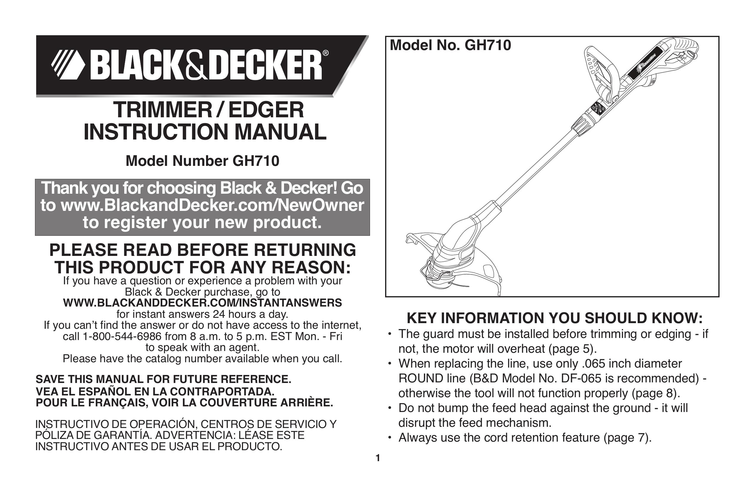Black & Decker GH710 Edger User Manual