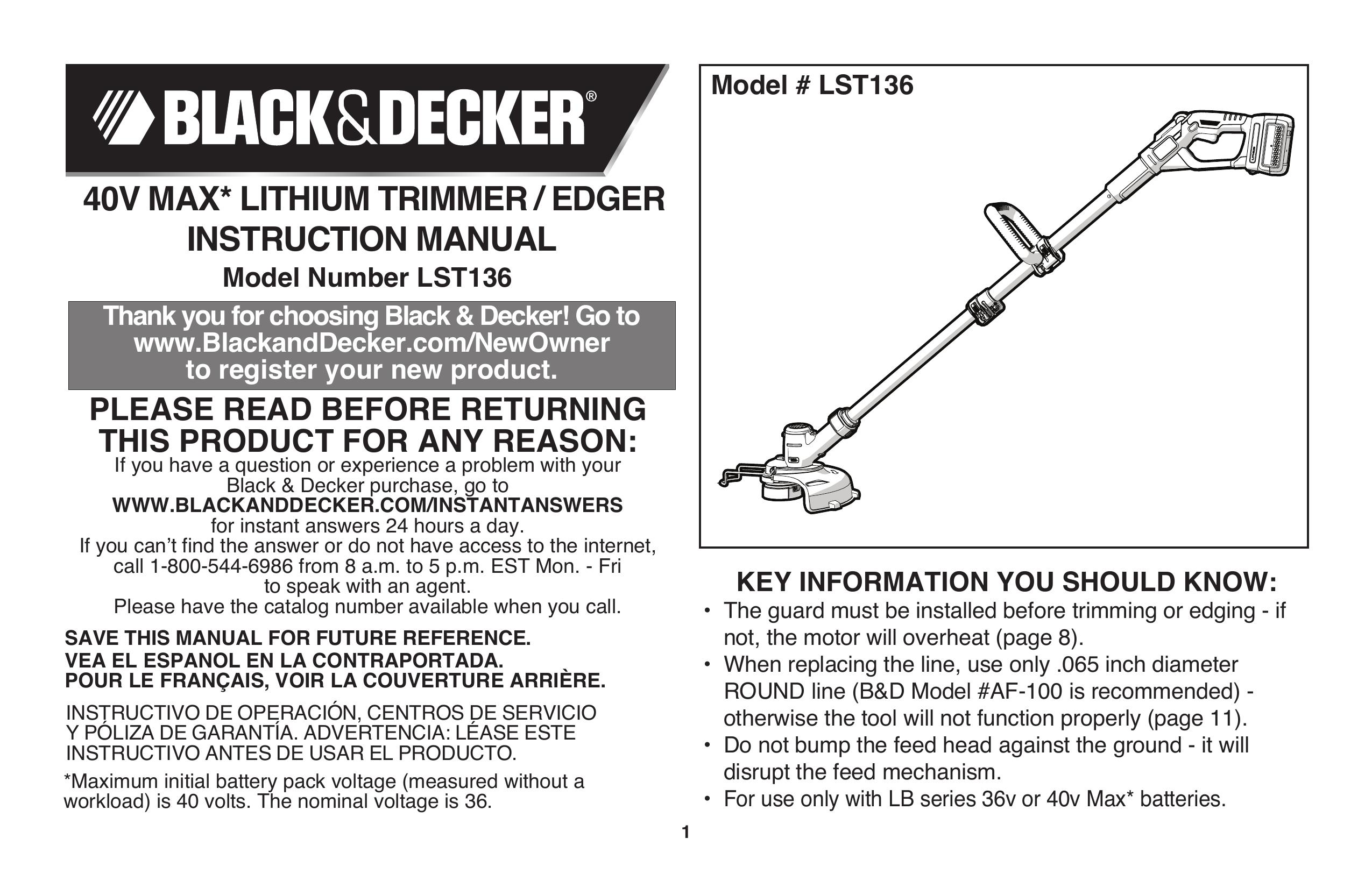 Black & Decker LST136 Edger User Manual