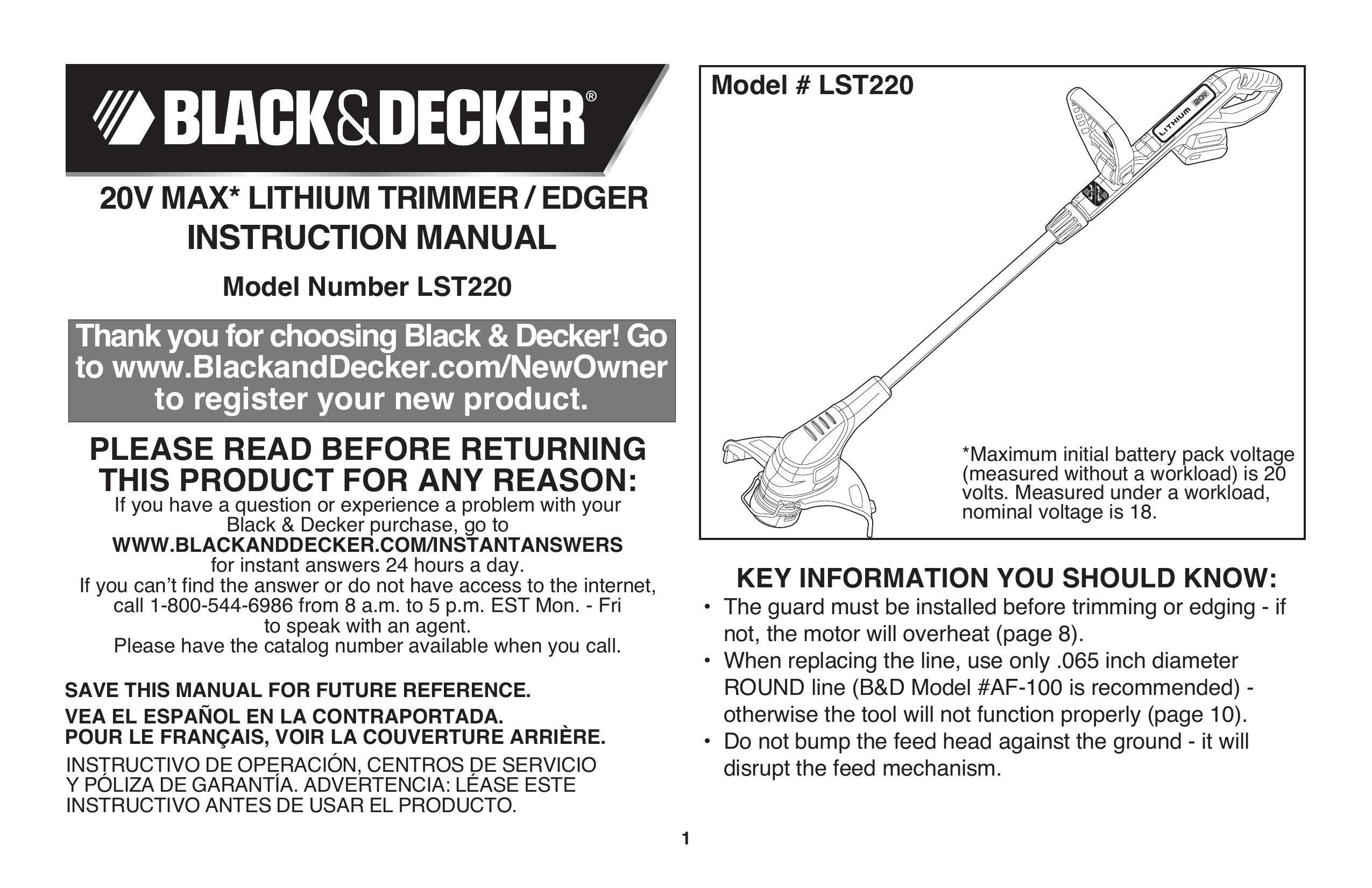 Black & Decker LST220 Edger User Manual