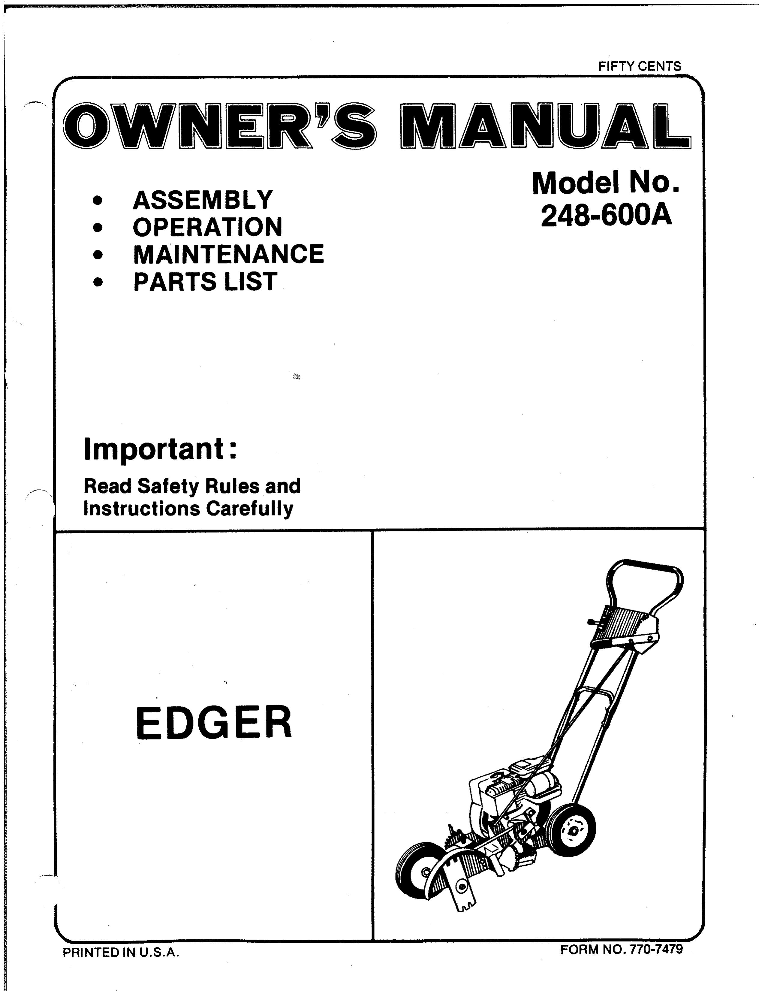 Bolens 248-600A Edger User Manual