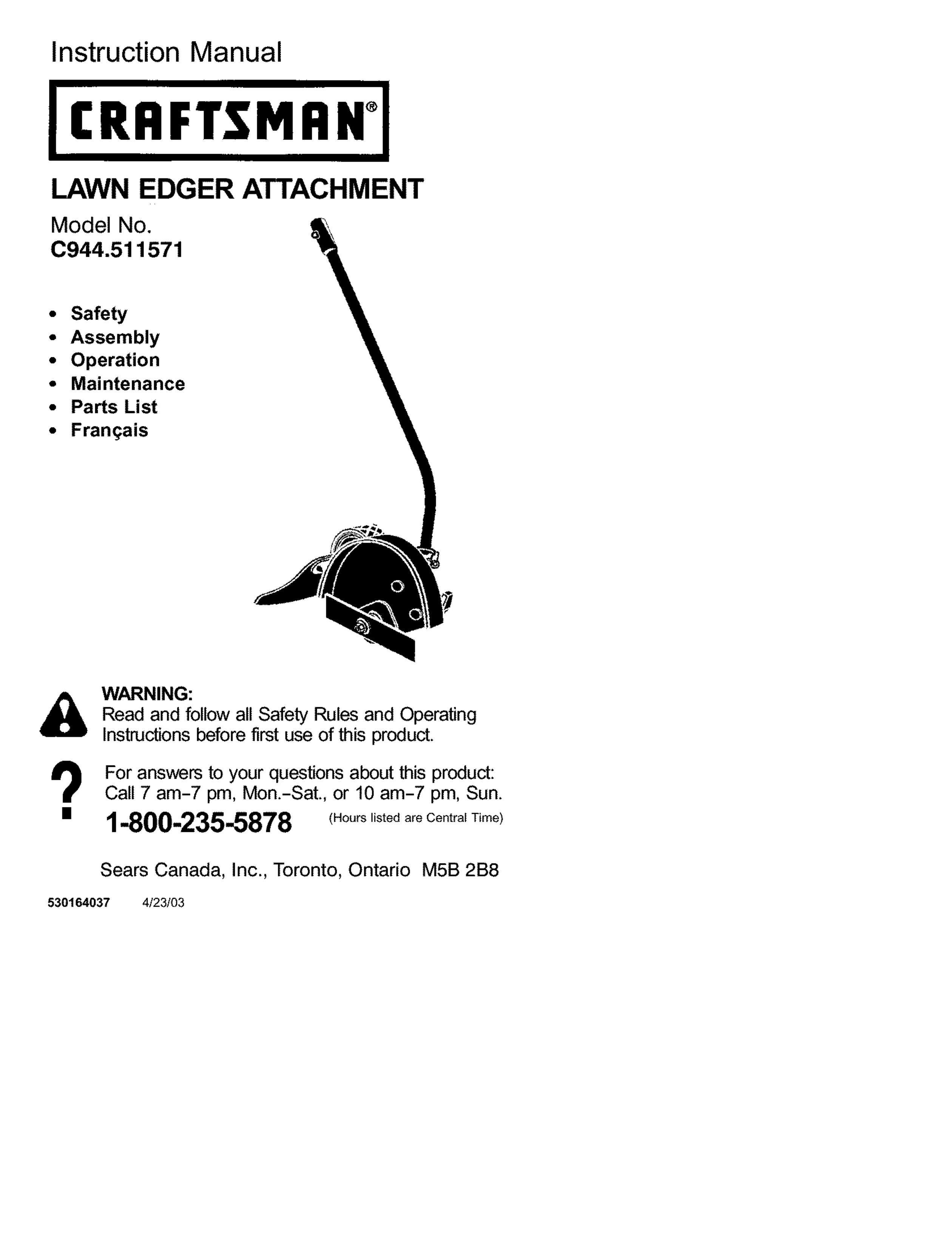 Craftsman C944.511571 Edger User Manual