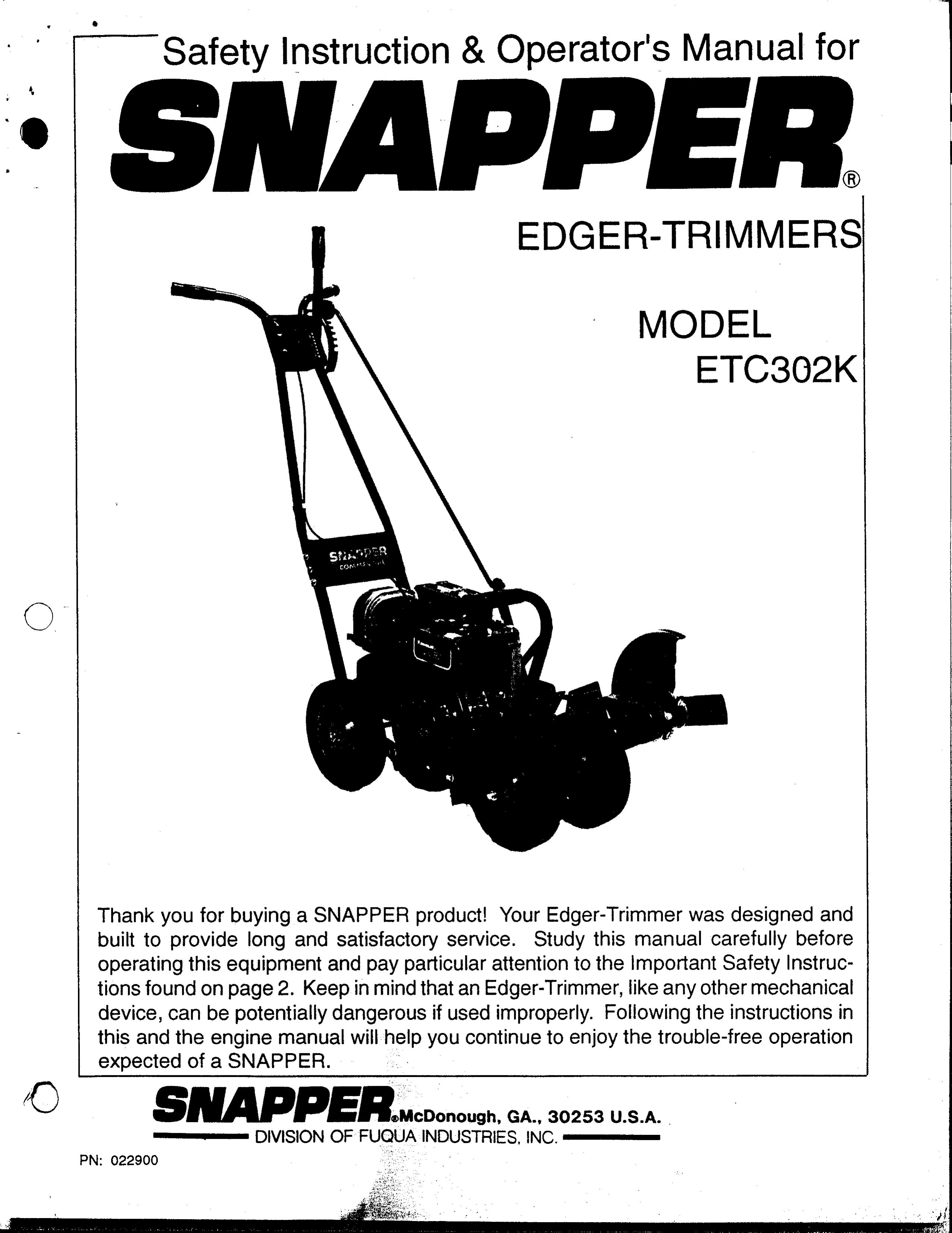Snapper ETC302K Edger User Manual