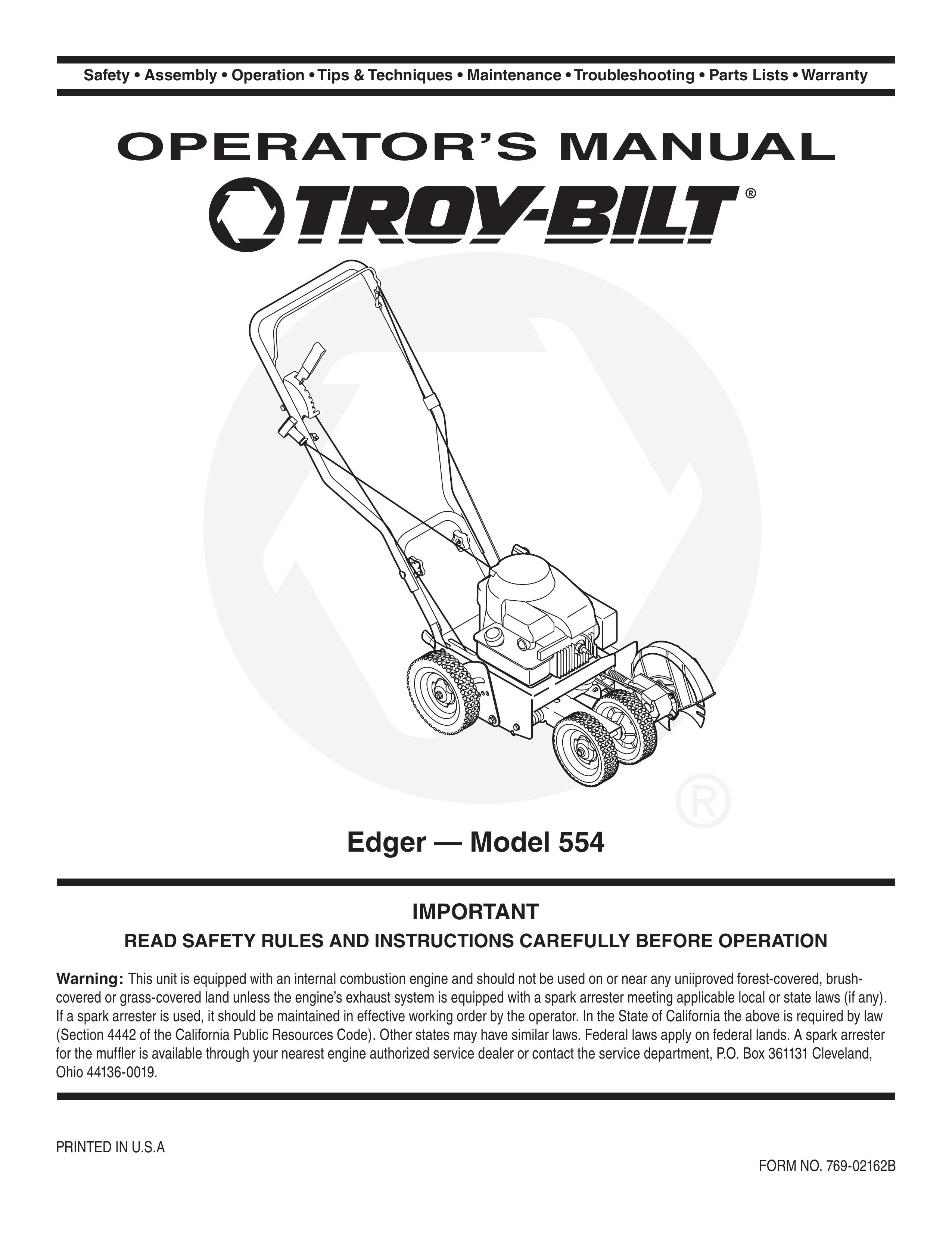 Troy-Bilt 554 Edger User Manual